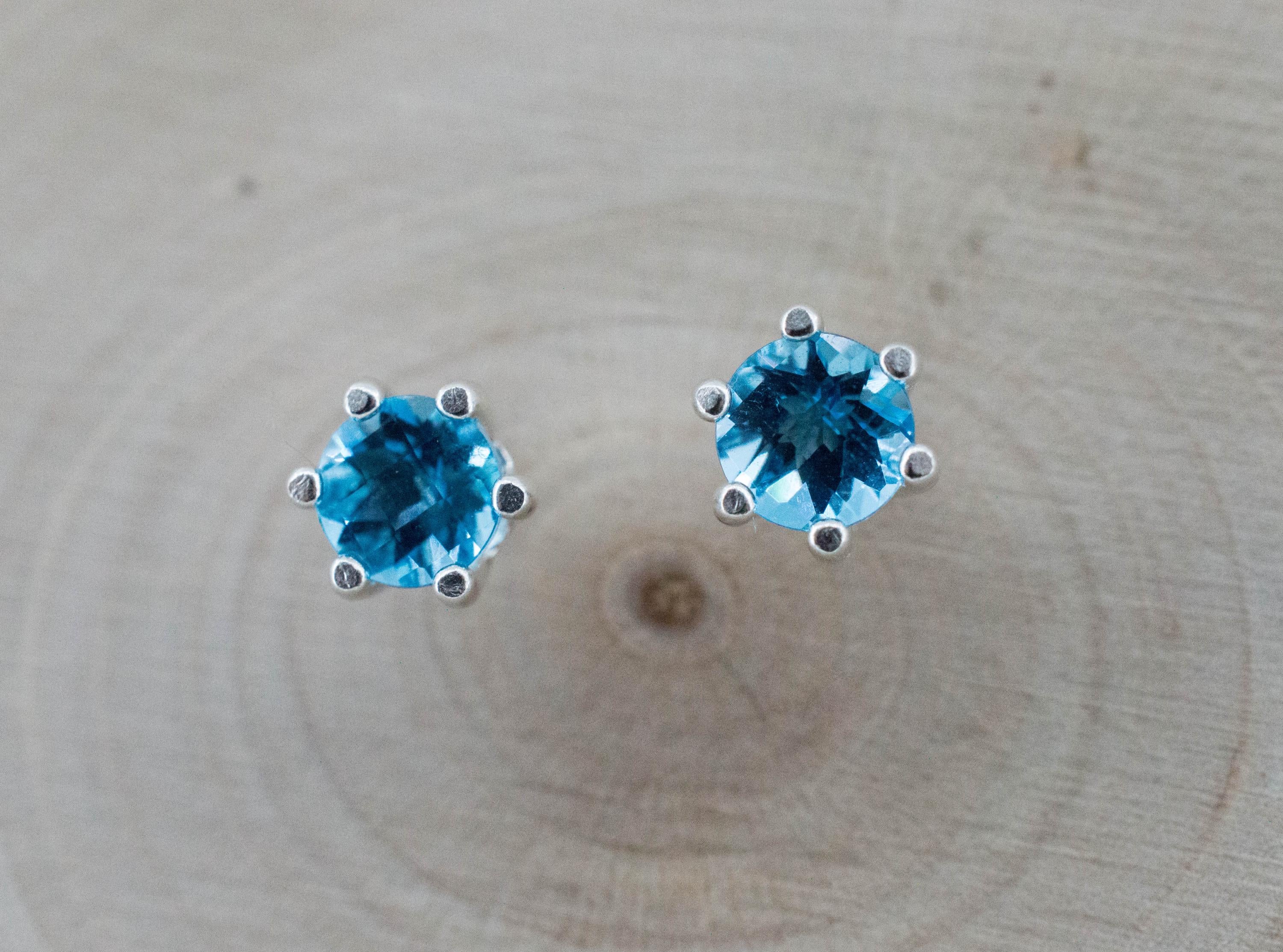 Blue Topaz Earrings; Natural Brazil Topaz; 1.175cts - Mark Oliver Gems