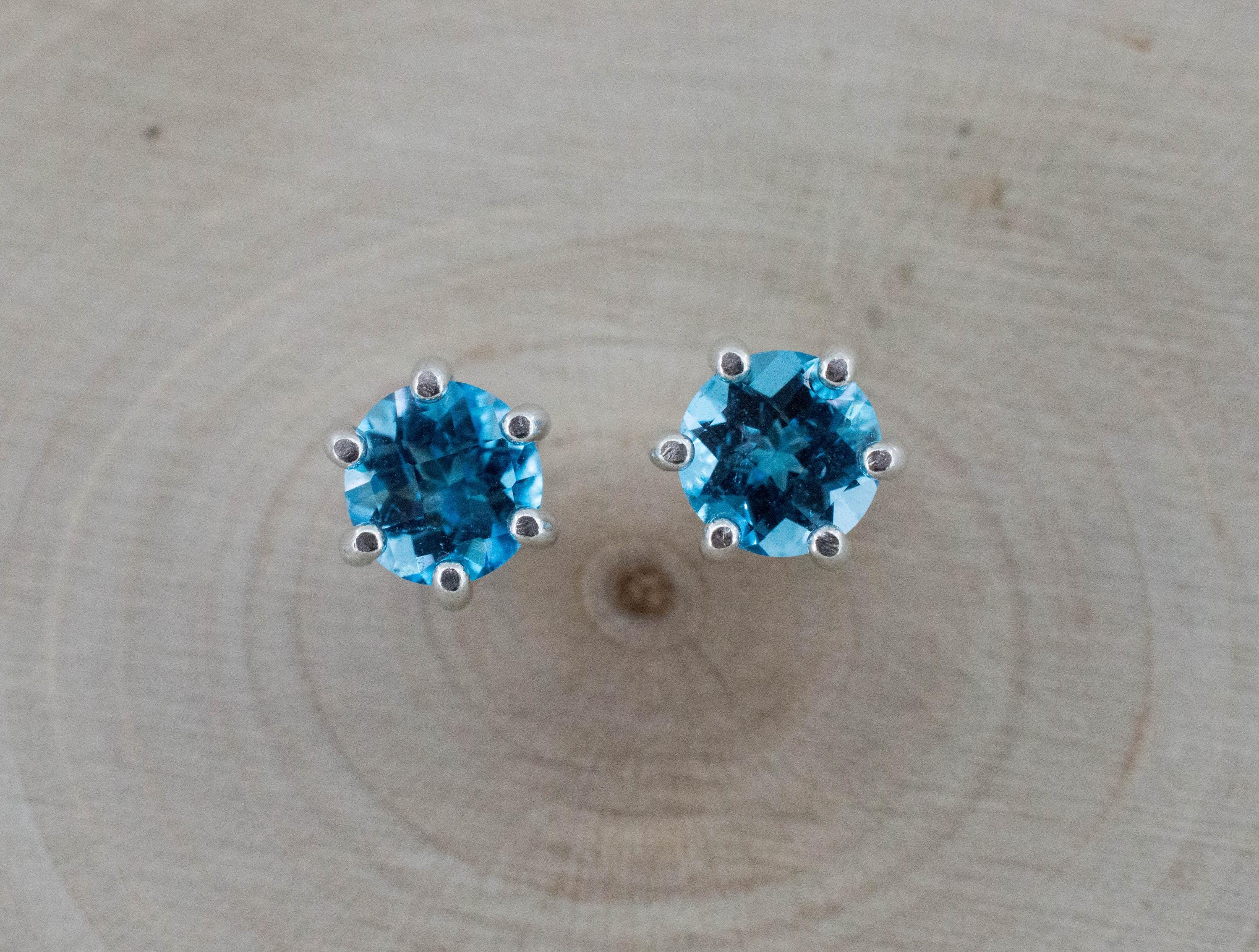 Blue Topaz Earrings; Natural Brazil Topaz; 1.820cts - Mark Oliver Gems