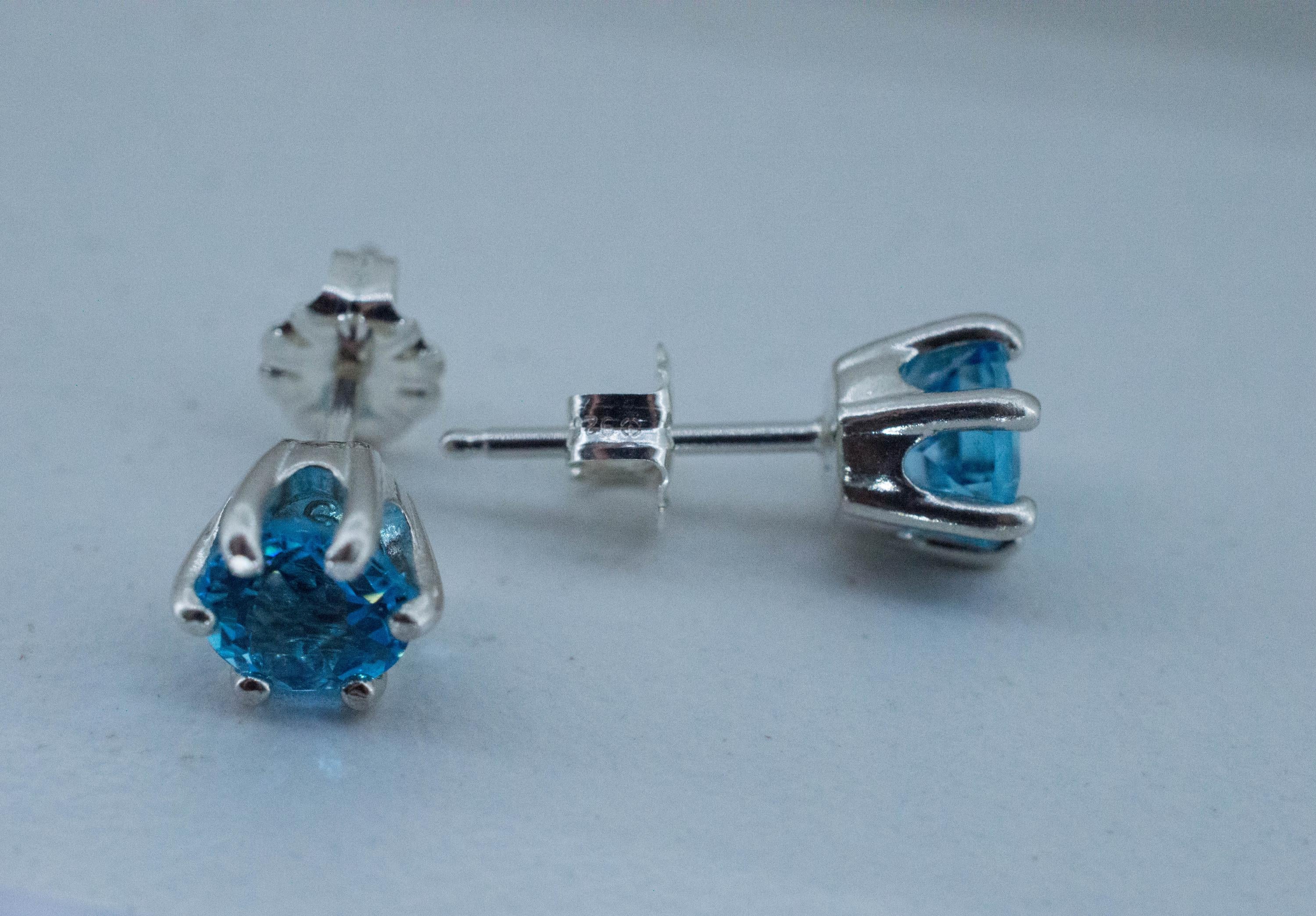 Blue Topaz Earrings; Natural Brazil Topaz; 1.820cts - Mark Oliver Gems