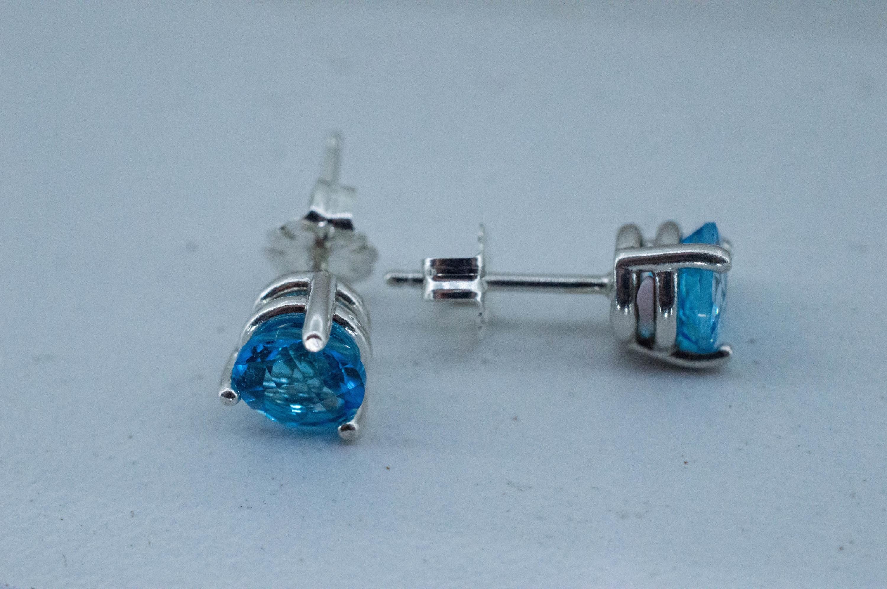 Blue Topaz Earrings; Natural Brazil Topaz; 1.905cts - Mark Oliver Gems