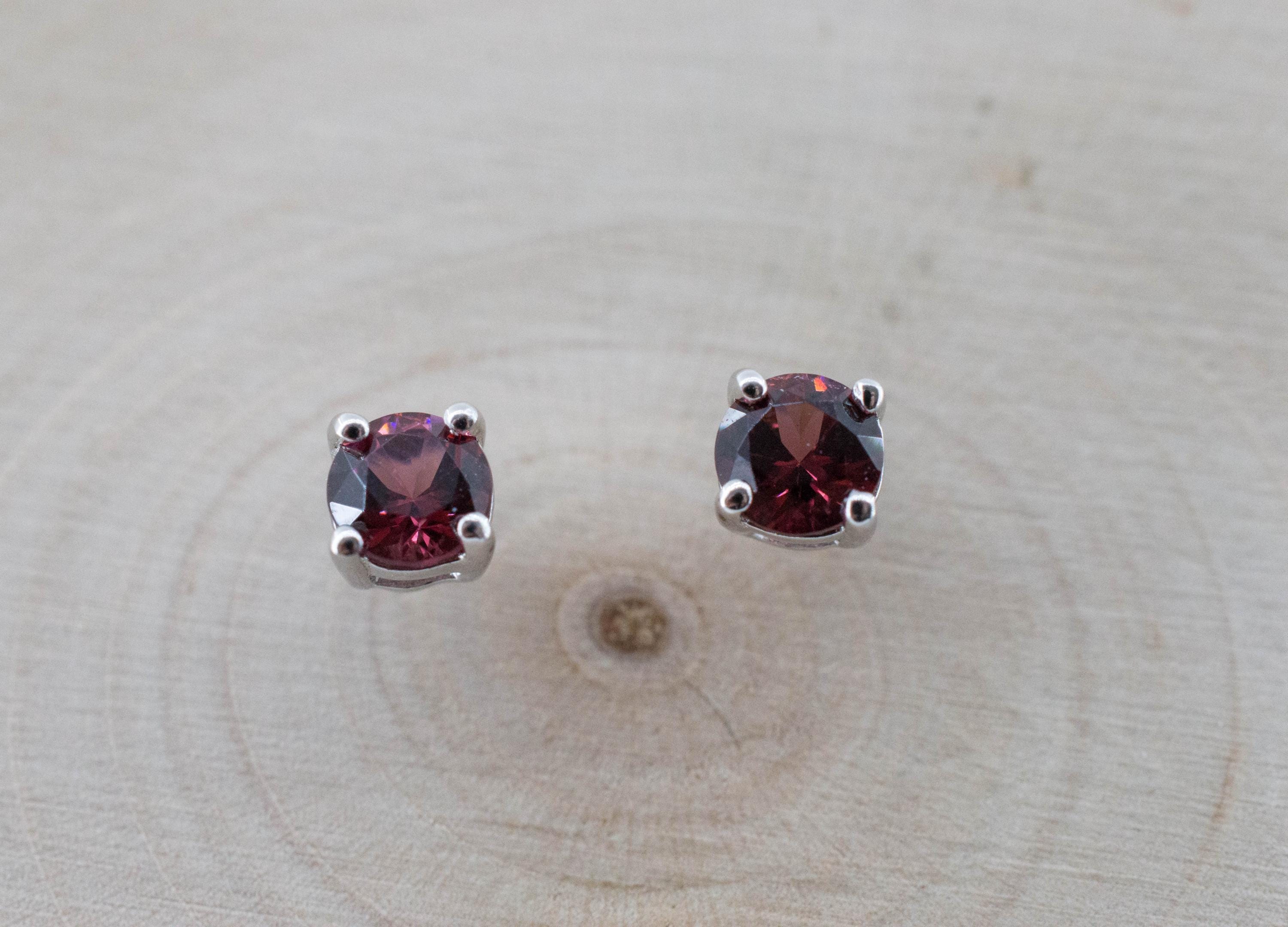 Pomegranate Sapphire Earrings, Natural Thailand Sapphire; 0.580cts - Mark Oliver Gems