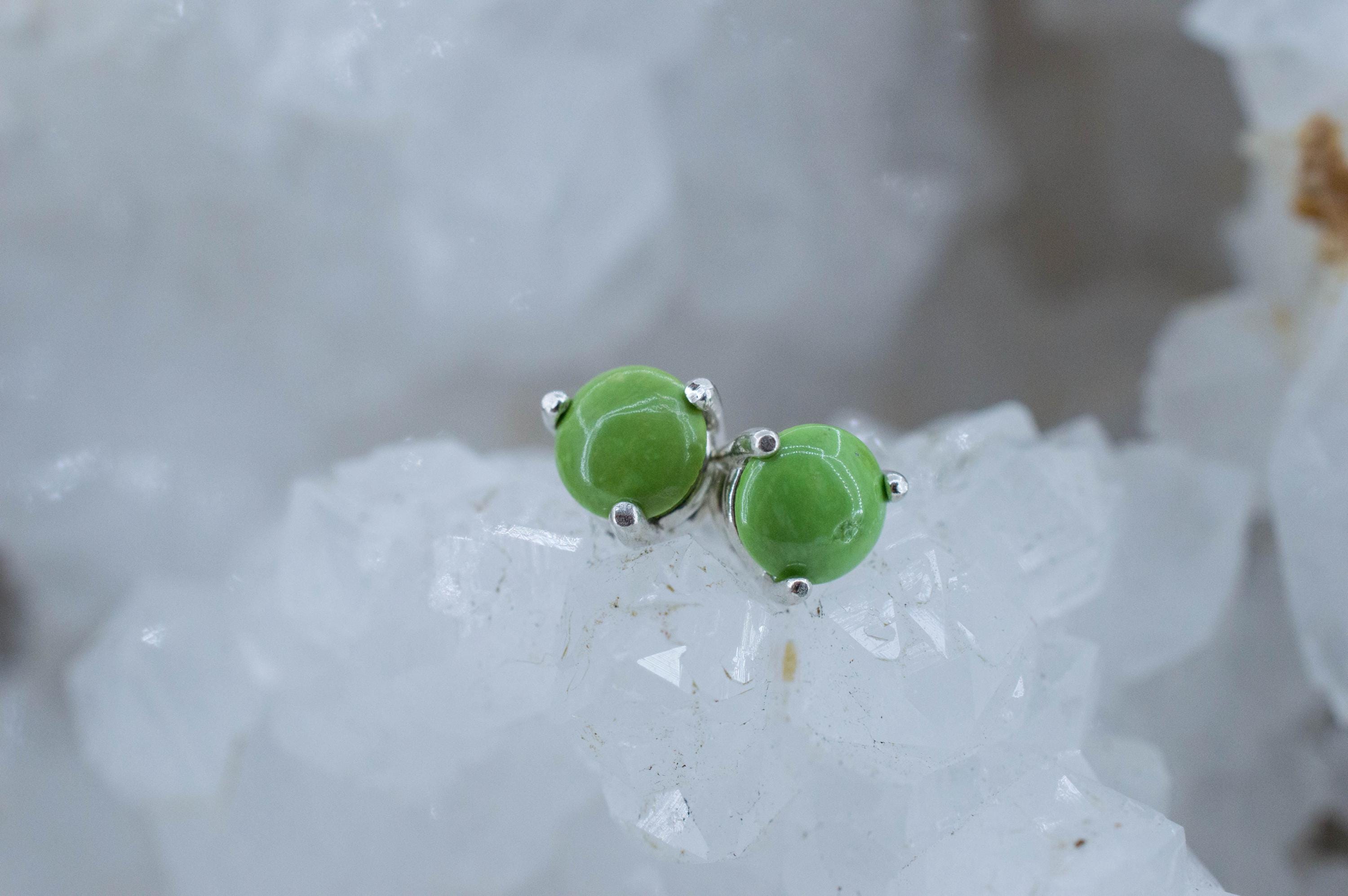 Gaspetite Earrings; Natural Untreated Australian Gaspeite; 0.785cts - Mark Oliver Gems