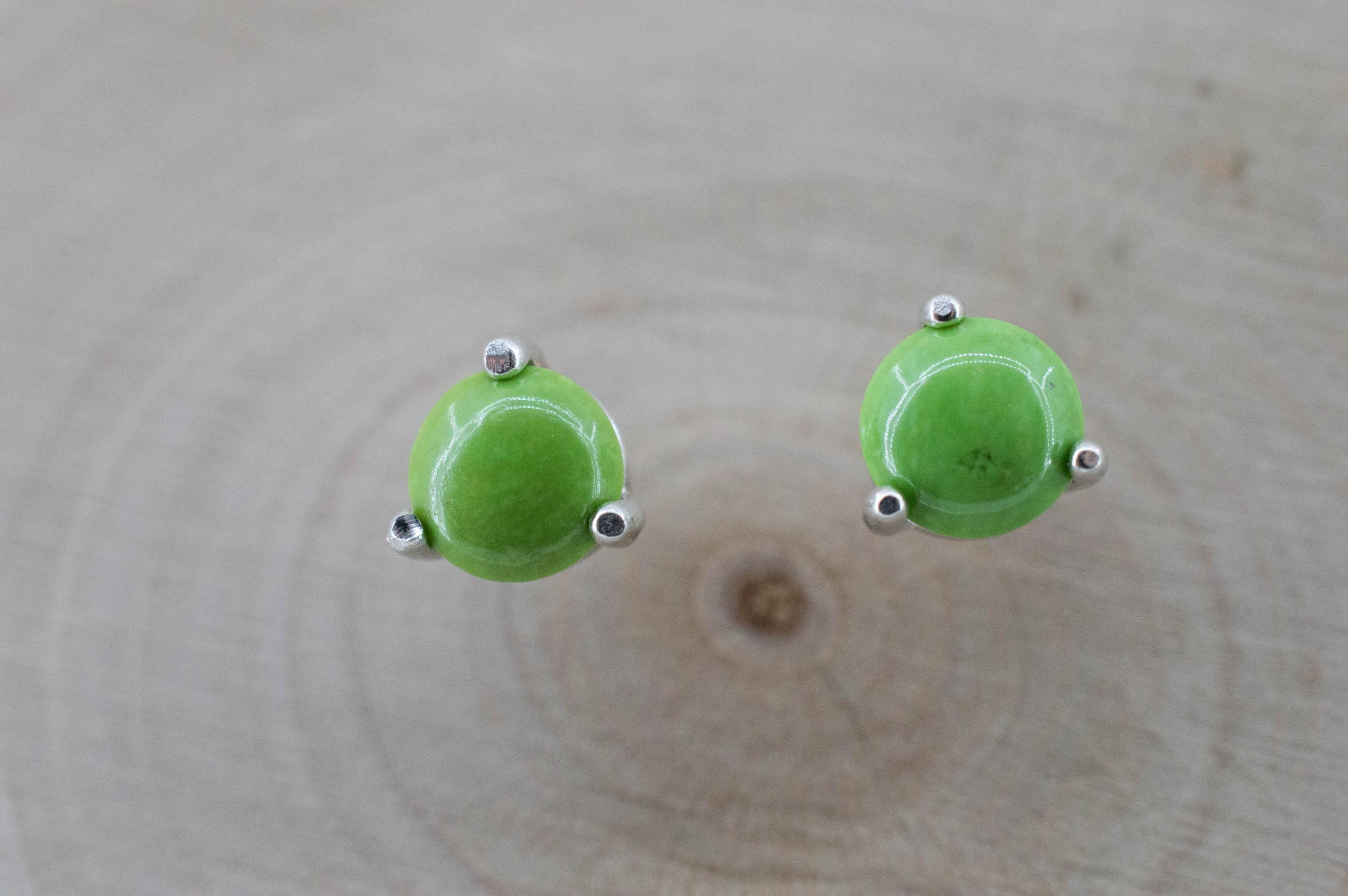 Gaspetite Earrings; Natural Untreated Australian Gaspeite; 0.785cts - Mark Oliver Gems