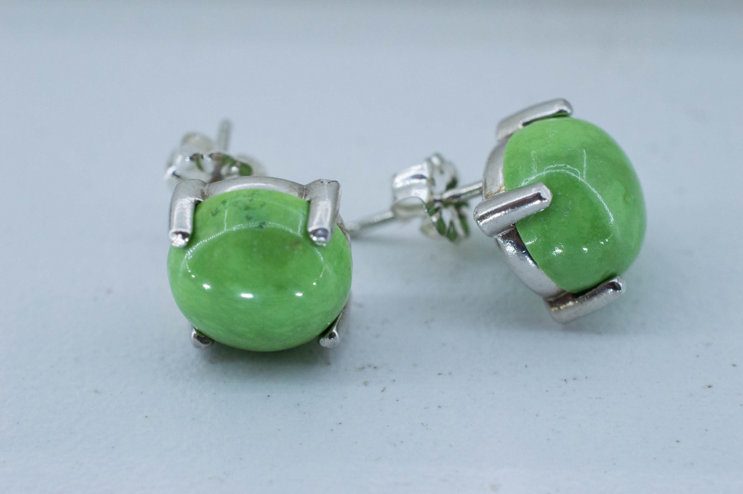 Gaspetite Earrings; Natural Untreated Australian Gaspeite; 9.855cts - Mark Oliver Gems