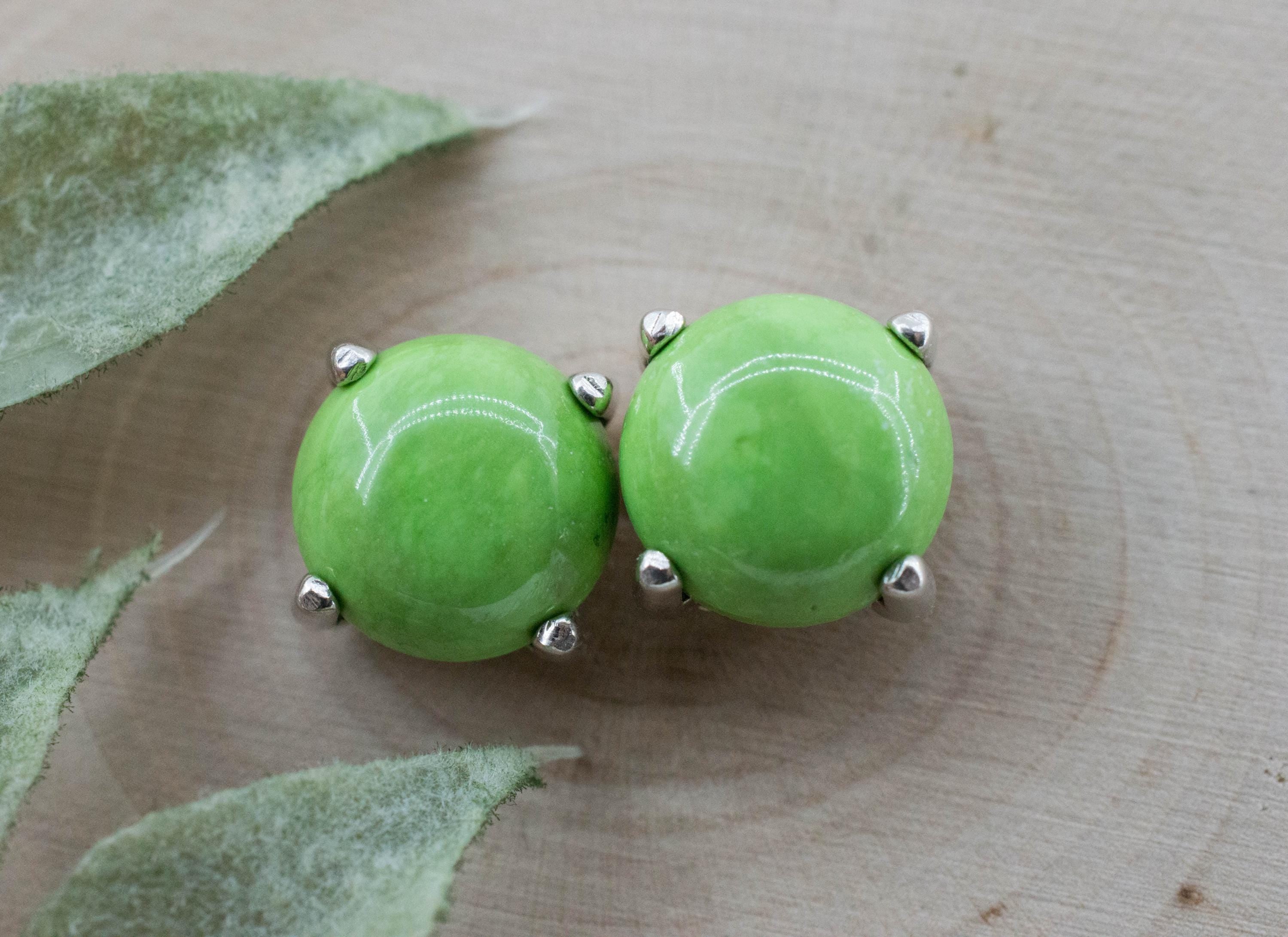 Gaspetite Earrings; Natural Untreated Australian Gaspeite; 9.855cts - Mark Oliver Gems