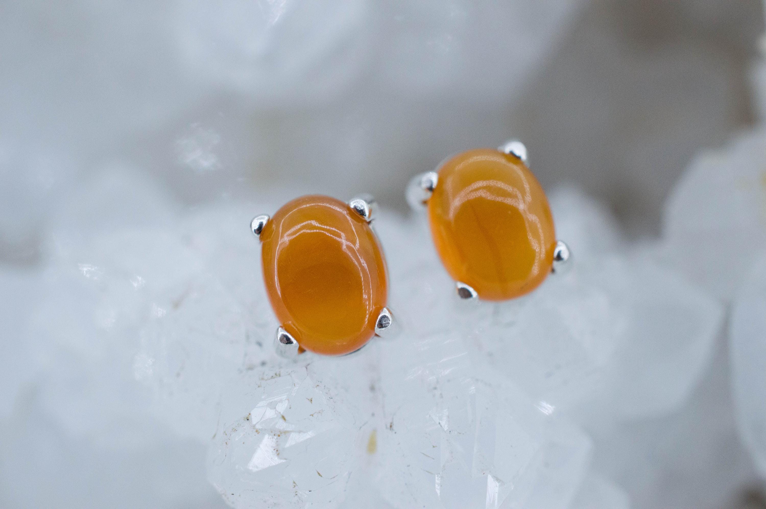 Carnelian Earrings, Natural Untreated New Jersey Carnelian; 2.350cts - Mark Oliver Gems