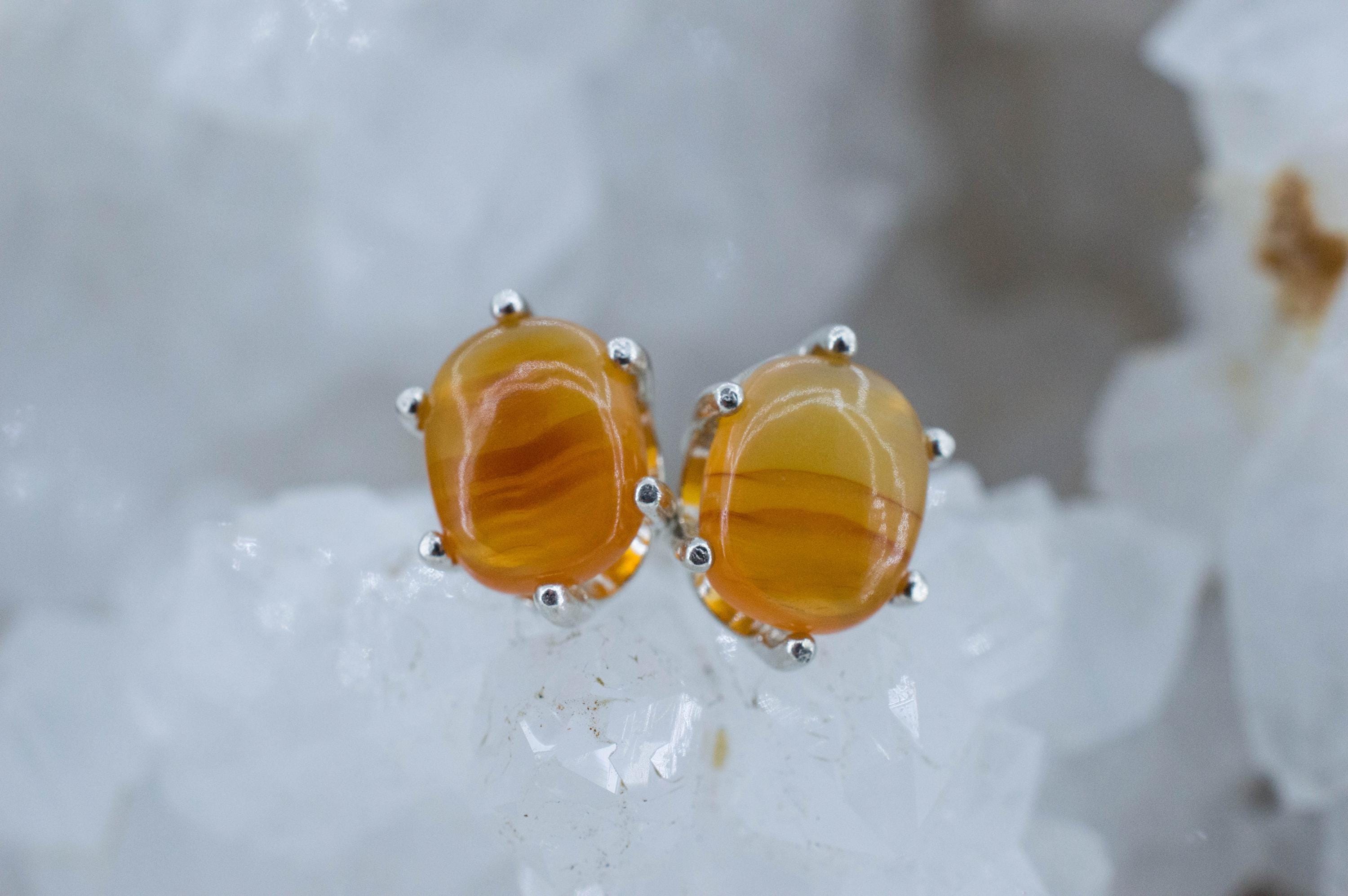 Carnelian Earrings, Natural Untreated New Jersey Carnelian; 3.115cts - Mark Oliver Gems
