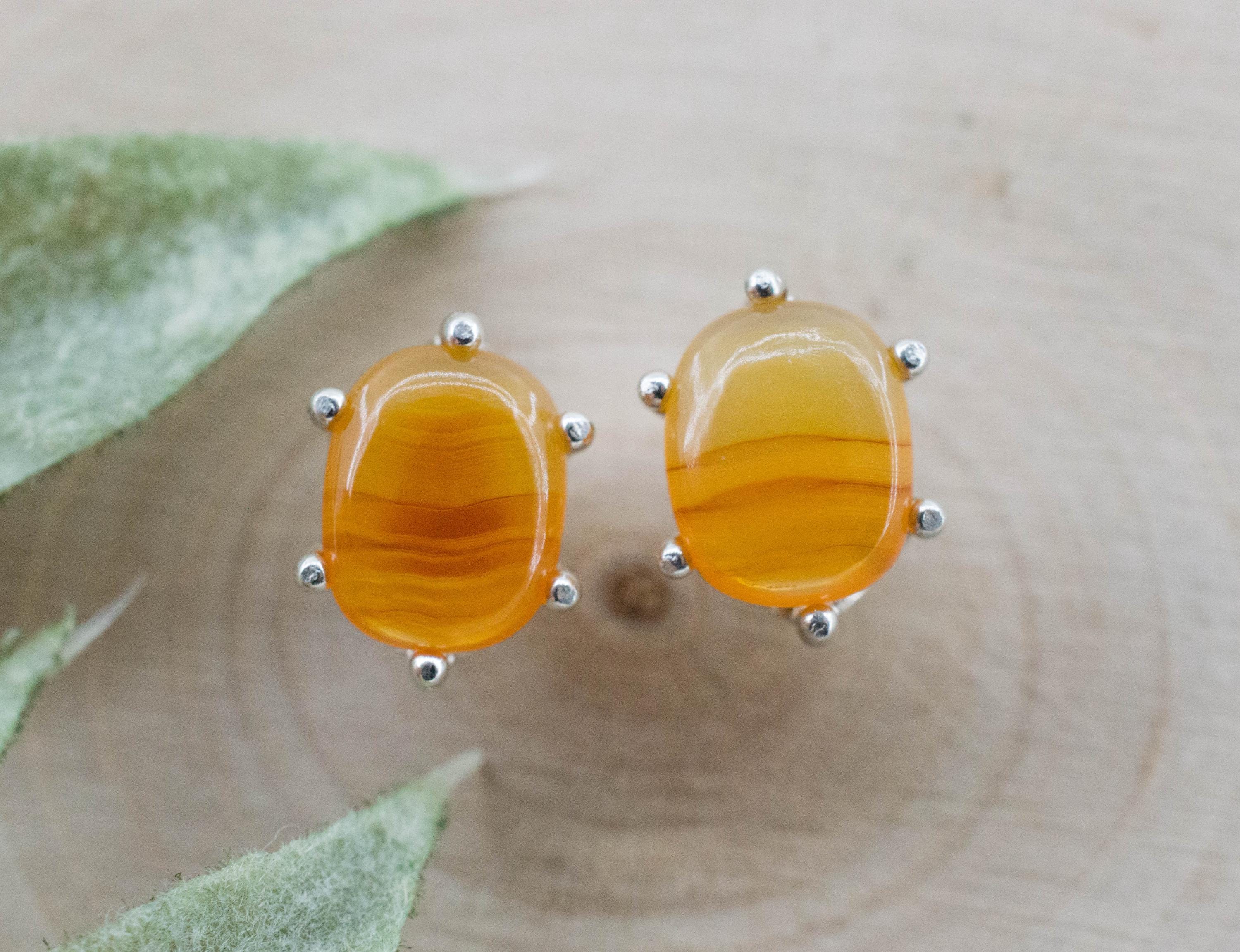 Carnelian Earrings, Natural Untreated New Jersey Carnelian; 3.115cts - Mark Oliver Gems