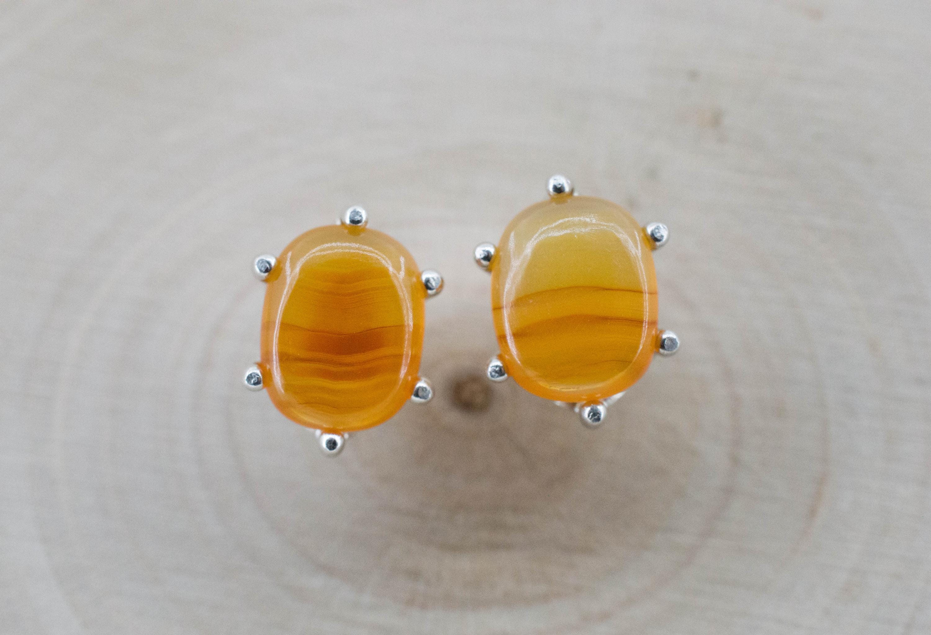 Carnelian Earrings, Natural Untreated New Jersey Carnelian; 3.115cts - Mark Oliver Gems