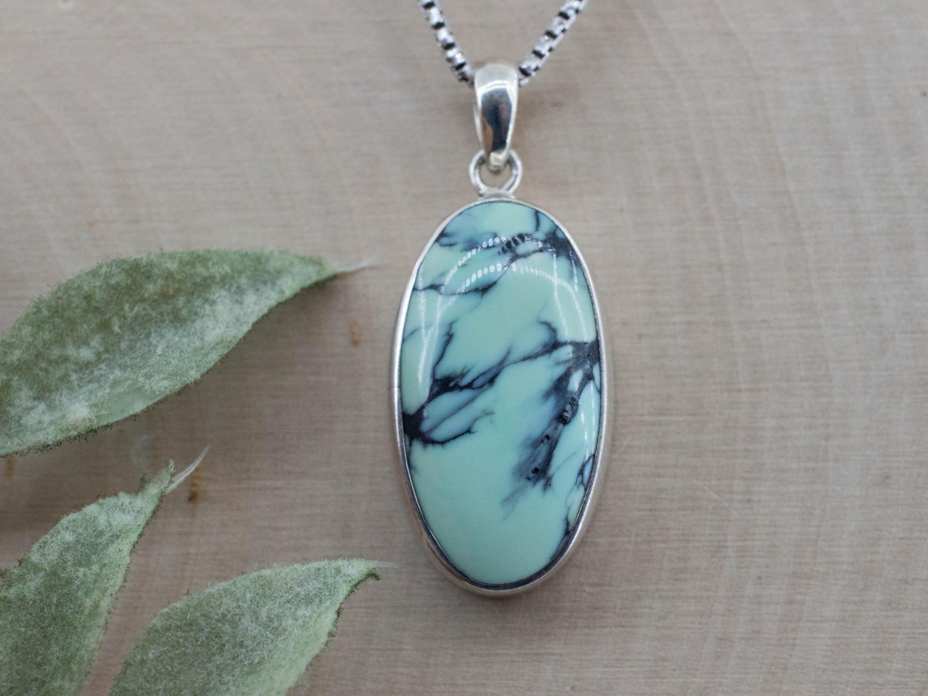 Varisquoise Pendant, Natural Untreated Utah Variscite; 26x15mm - Mark Oliver Gems