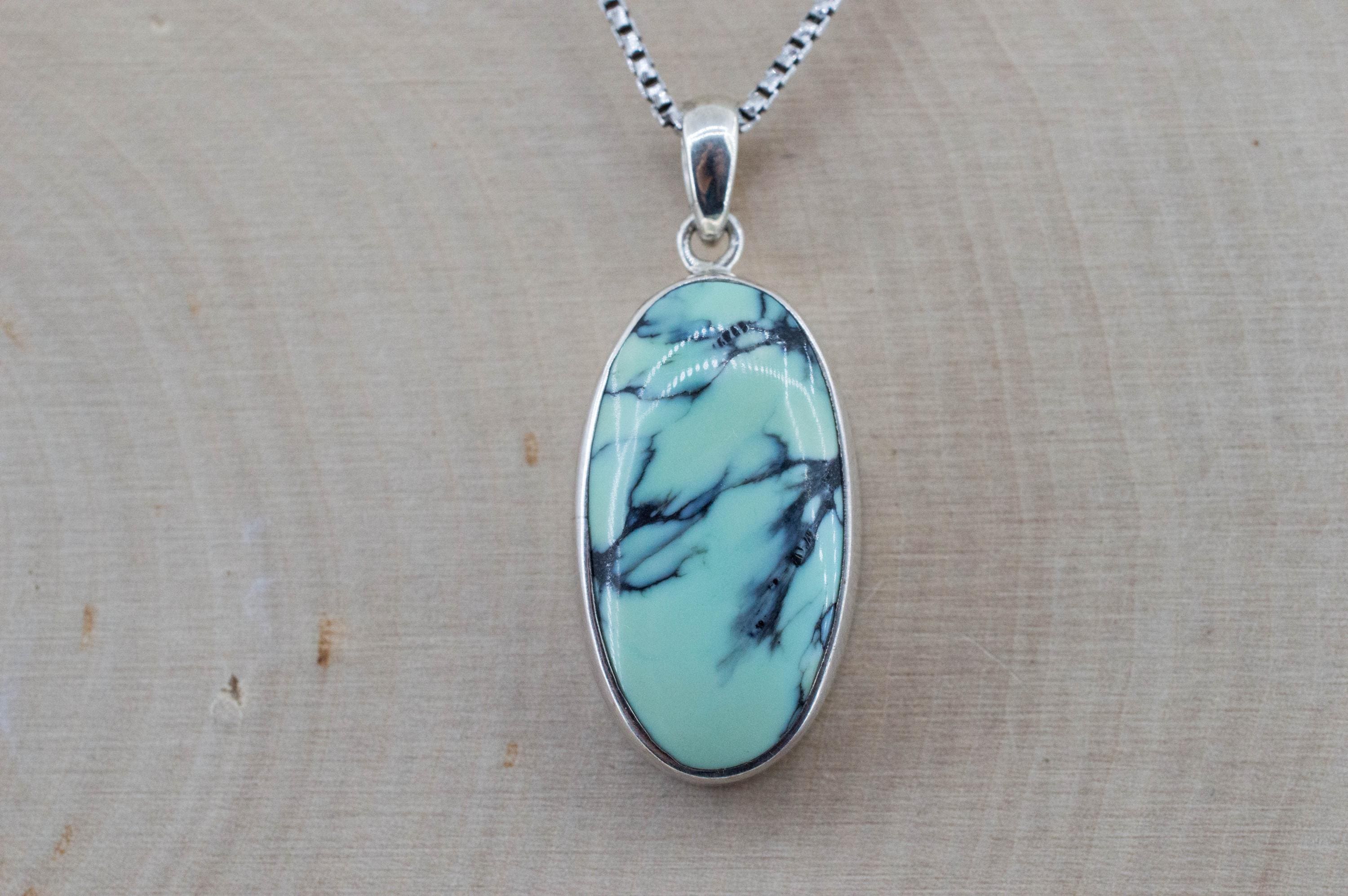 Varisquoise Pendant, Natural Untreated Utah Variscite; 26x15mm - Mark Oliver Gems