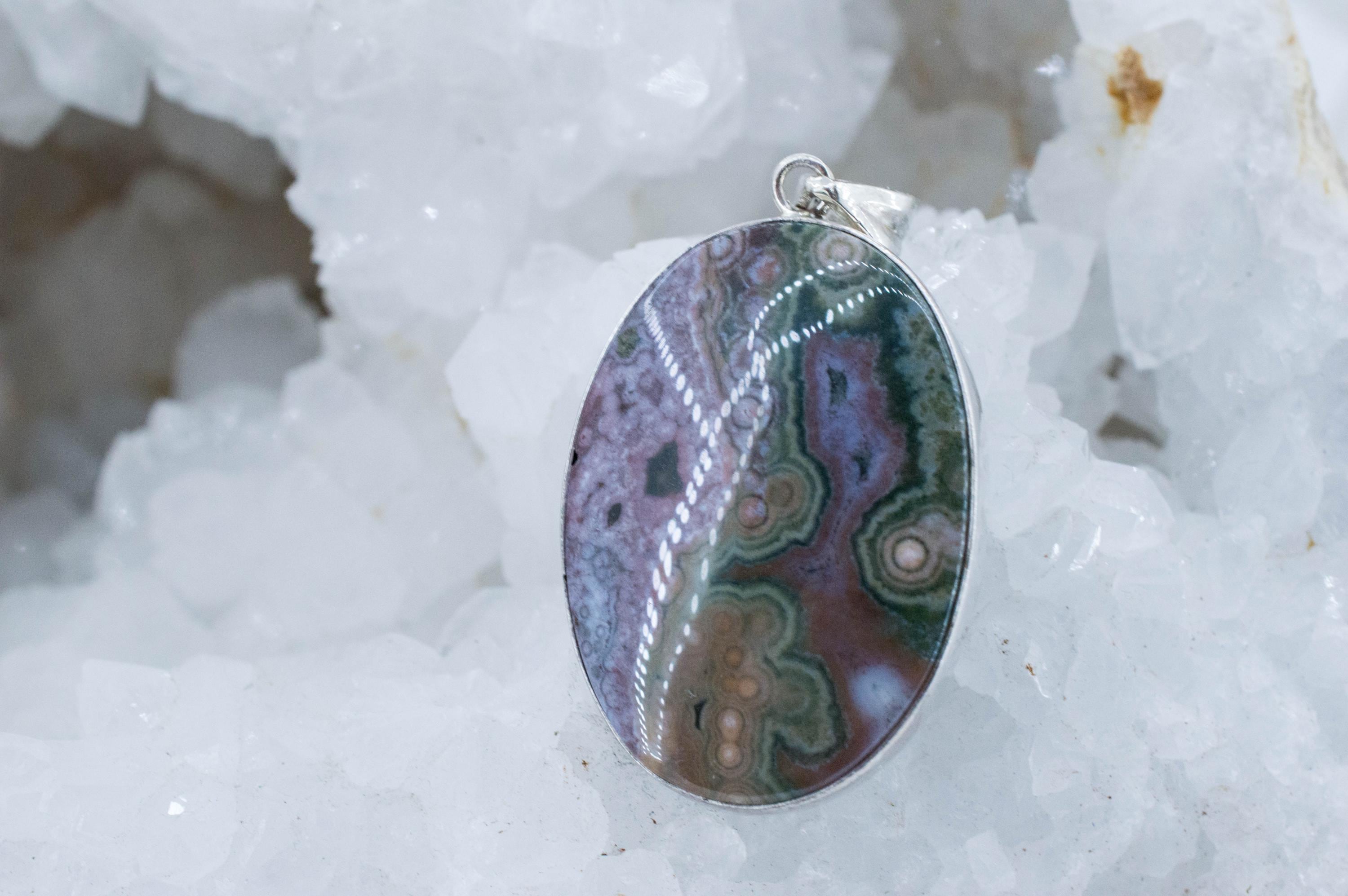 Ocean Jasper Pendant; Natural Untreated Madagascar Jasper - Mark Oliver Gems