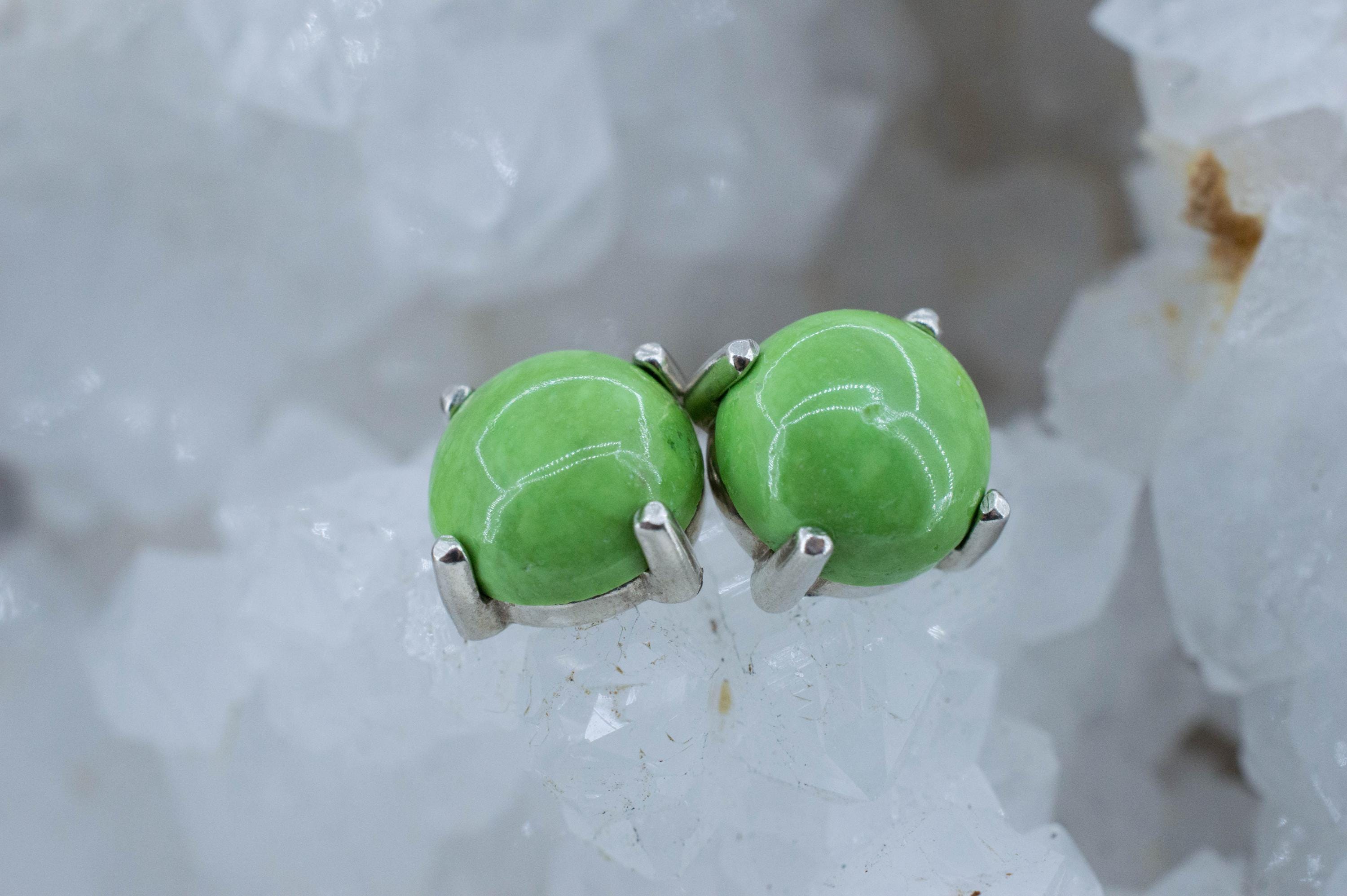 Gaspetite Earrings; Natural Untreated Australian Gaspeite; 9.855cts - Mark Oliver Gems