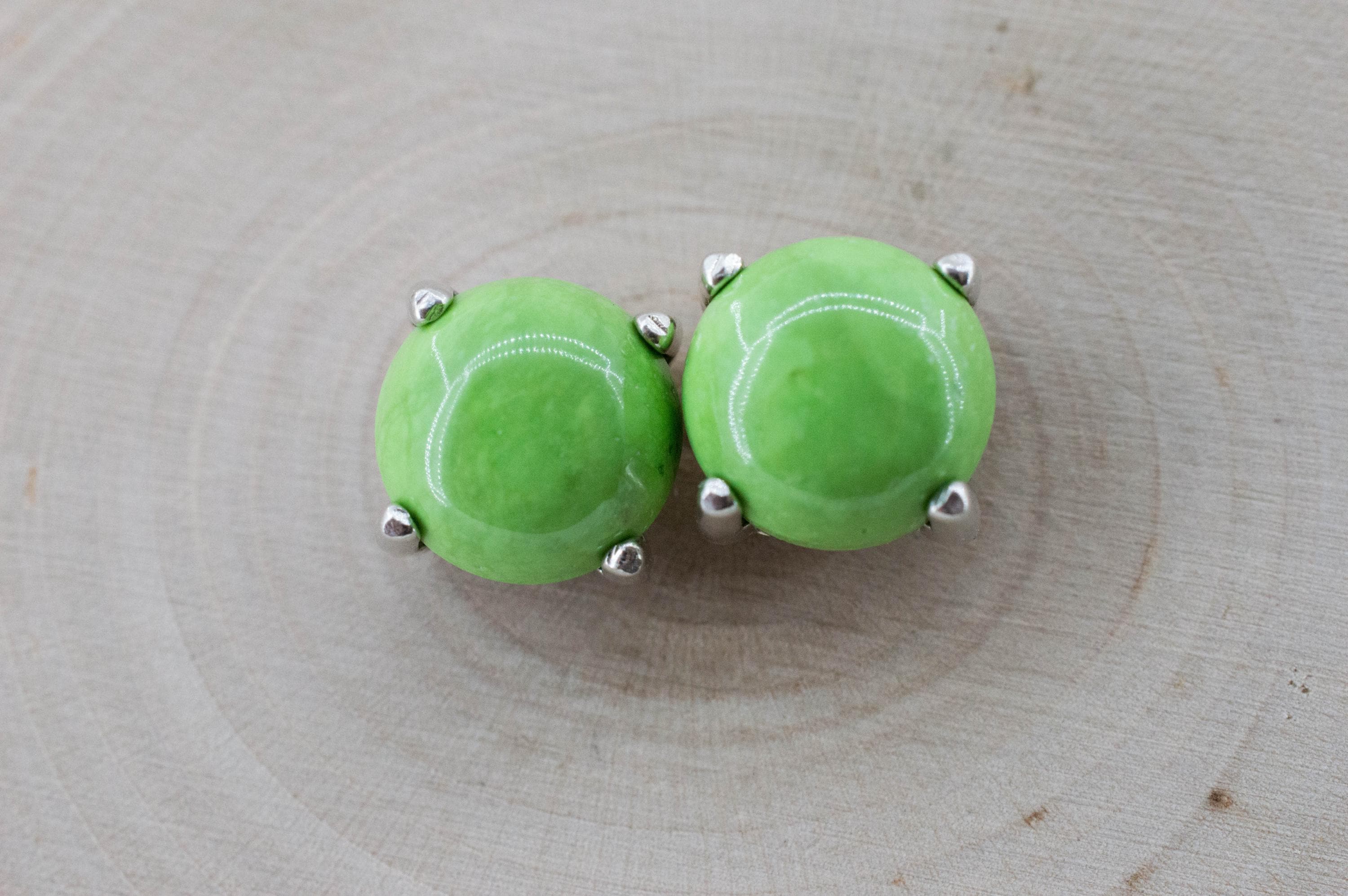 Gaspetite Earrings; Natural Untreated Australian Gaspeite; 9.855cts - Mark Oliver Gems