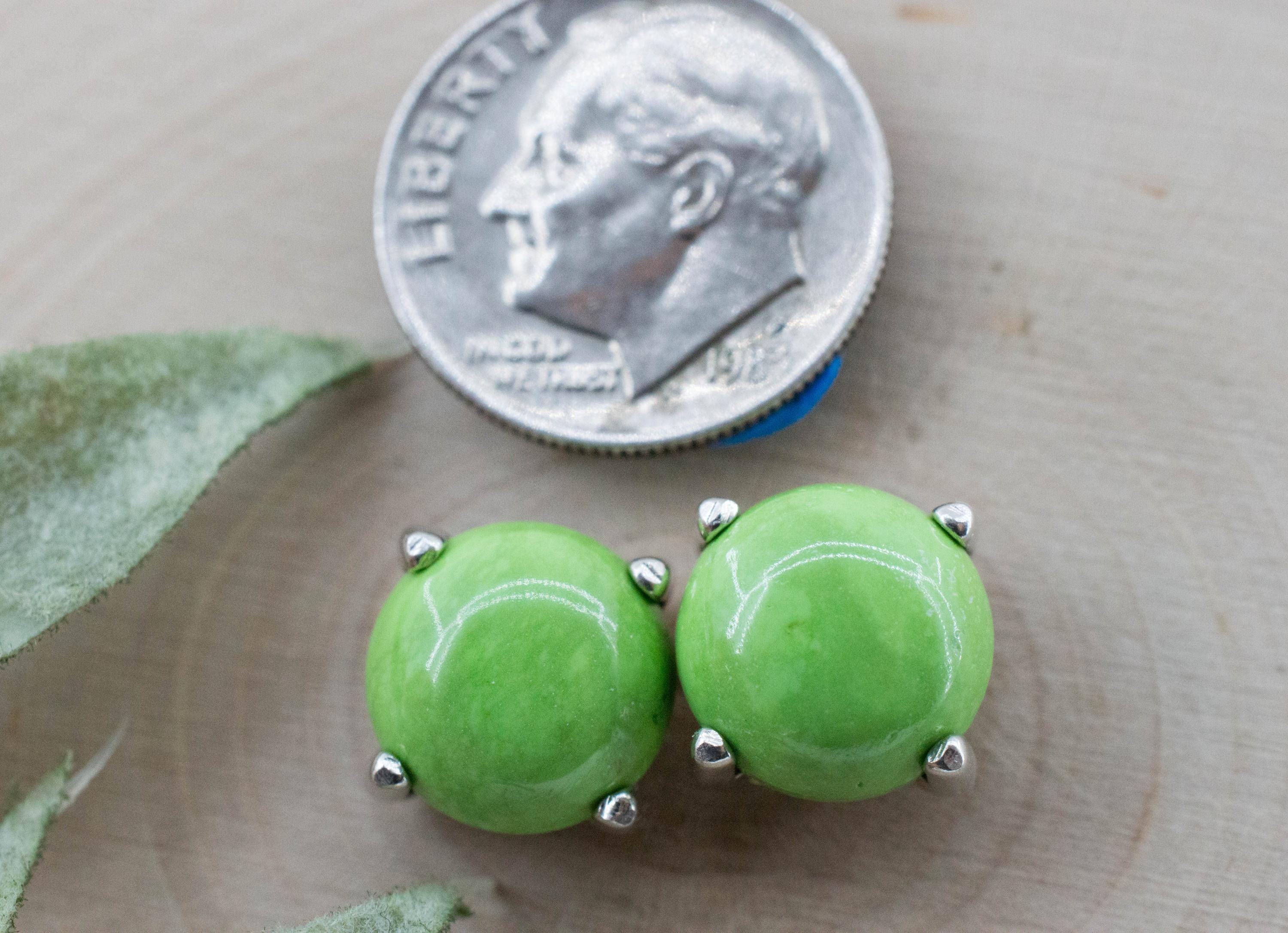 Gaspetite Earrings; Natural Untreated Australian Gaspeite; 9.855cts - Mark Oliver Gems