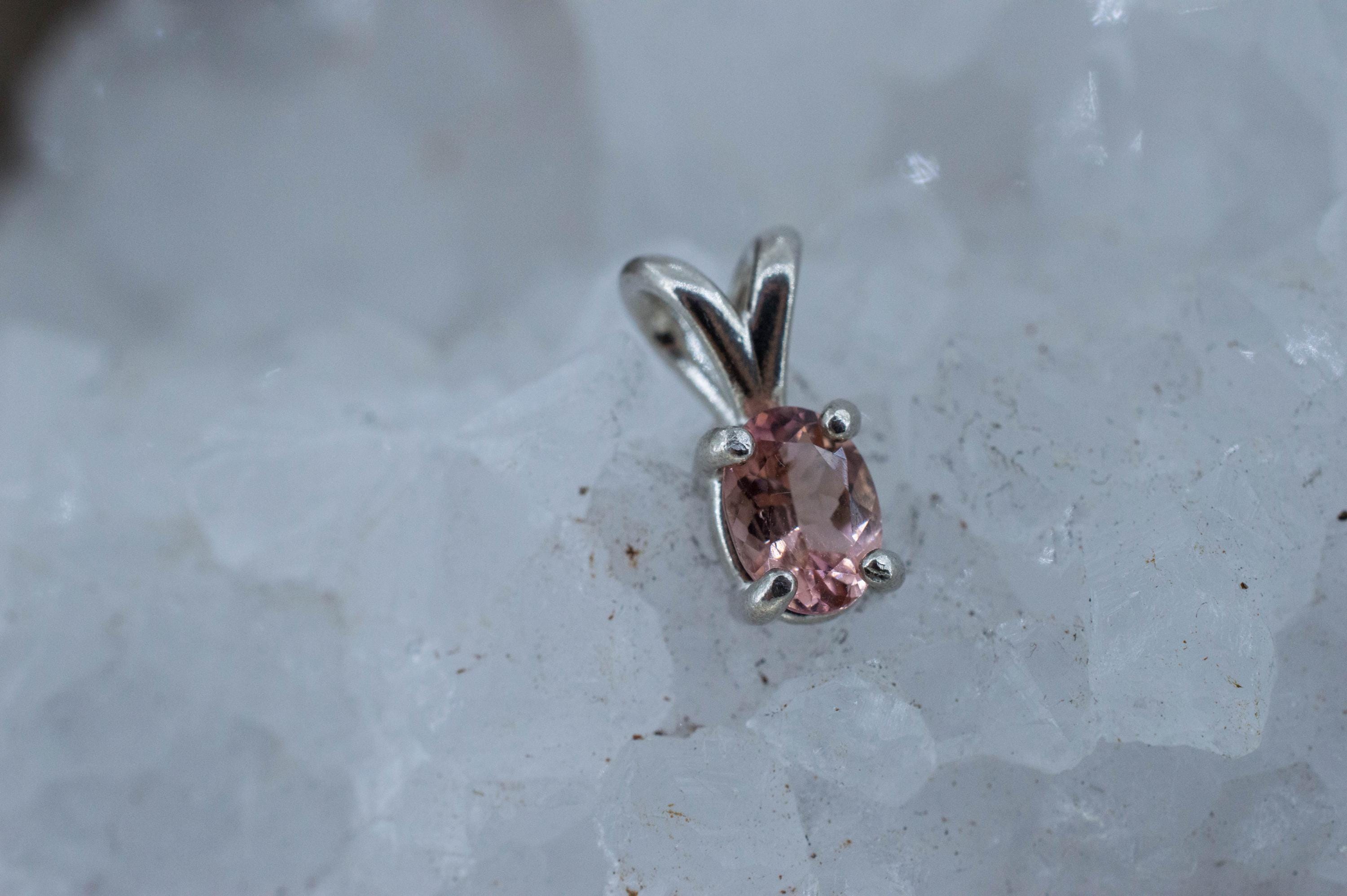 Peach Tourmaline Pendant; Natural Untreated Brazil Pink Tourmaline; 0.575cts - Mark Oliver Gems