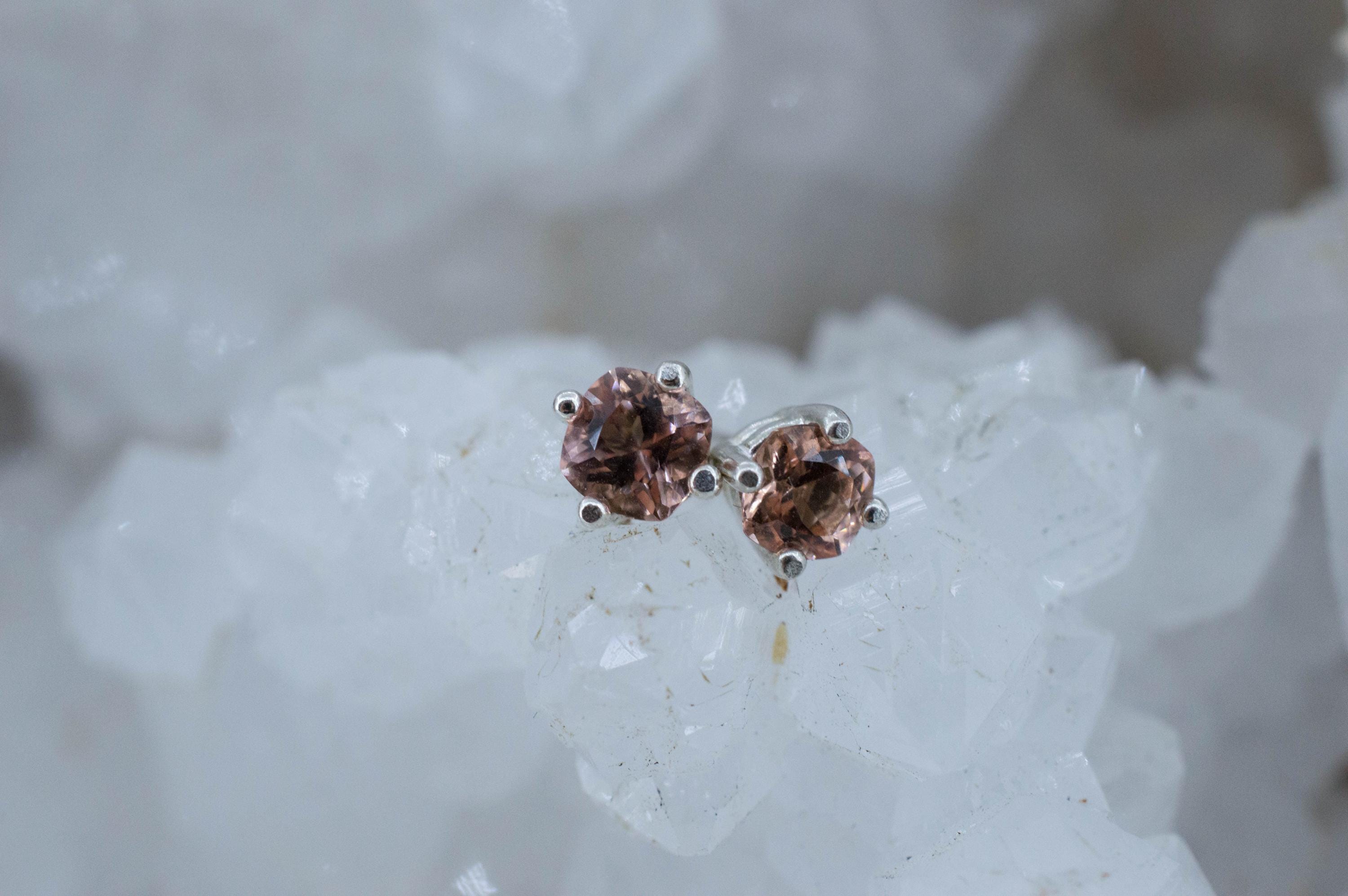 Peach Tourmaline Earrings; Natural Untreated Brazil Pink Tourmaline; 0.595cts - Mark Oliver Gems
