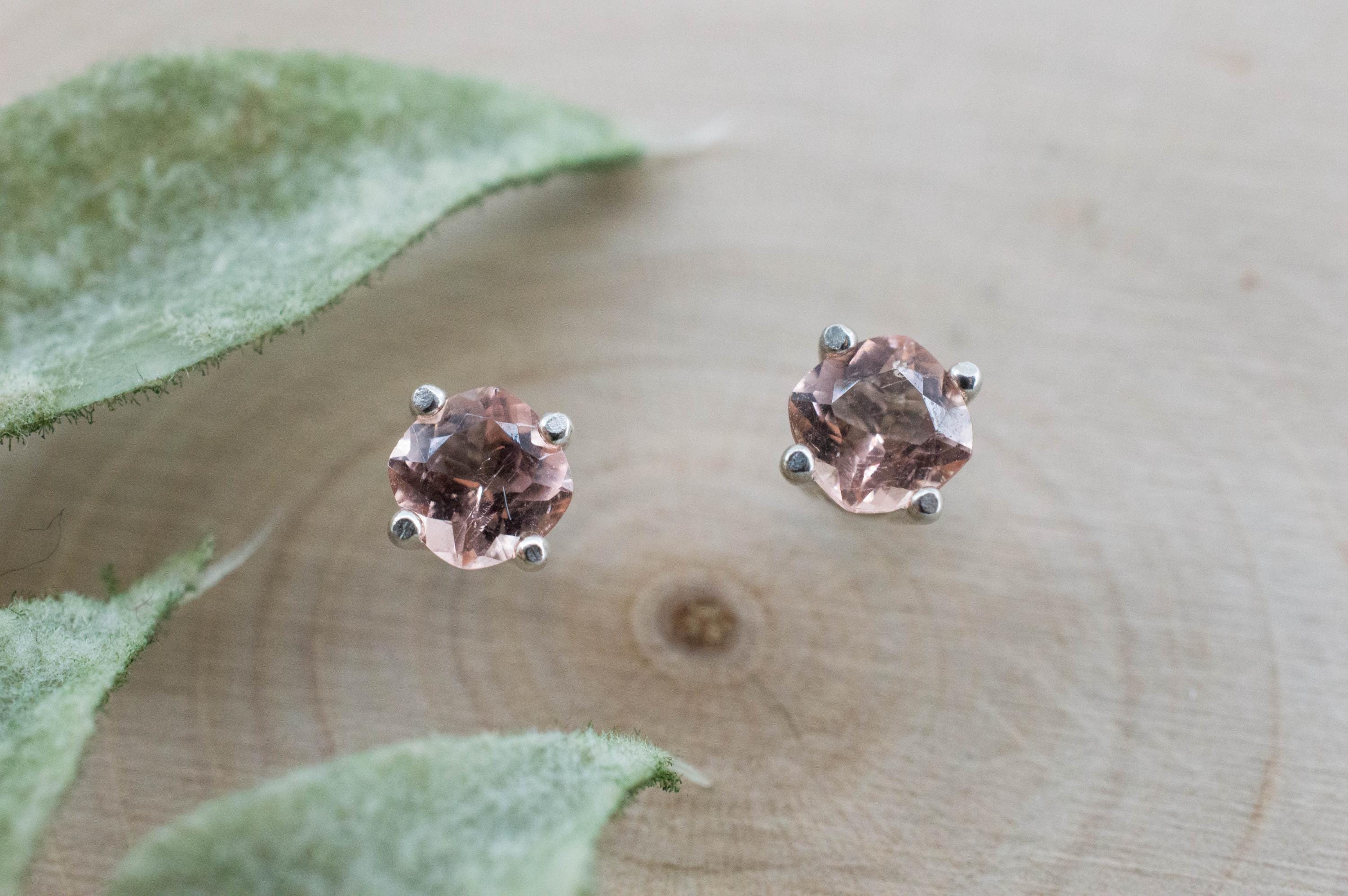 Peach Tourmaline Earrings; Natural Untreated Brazil Pink Tourmaline; 0.630cts - Mark Oliver Gems