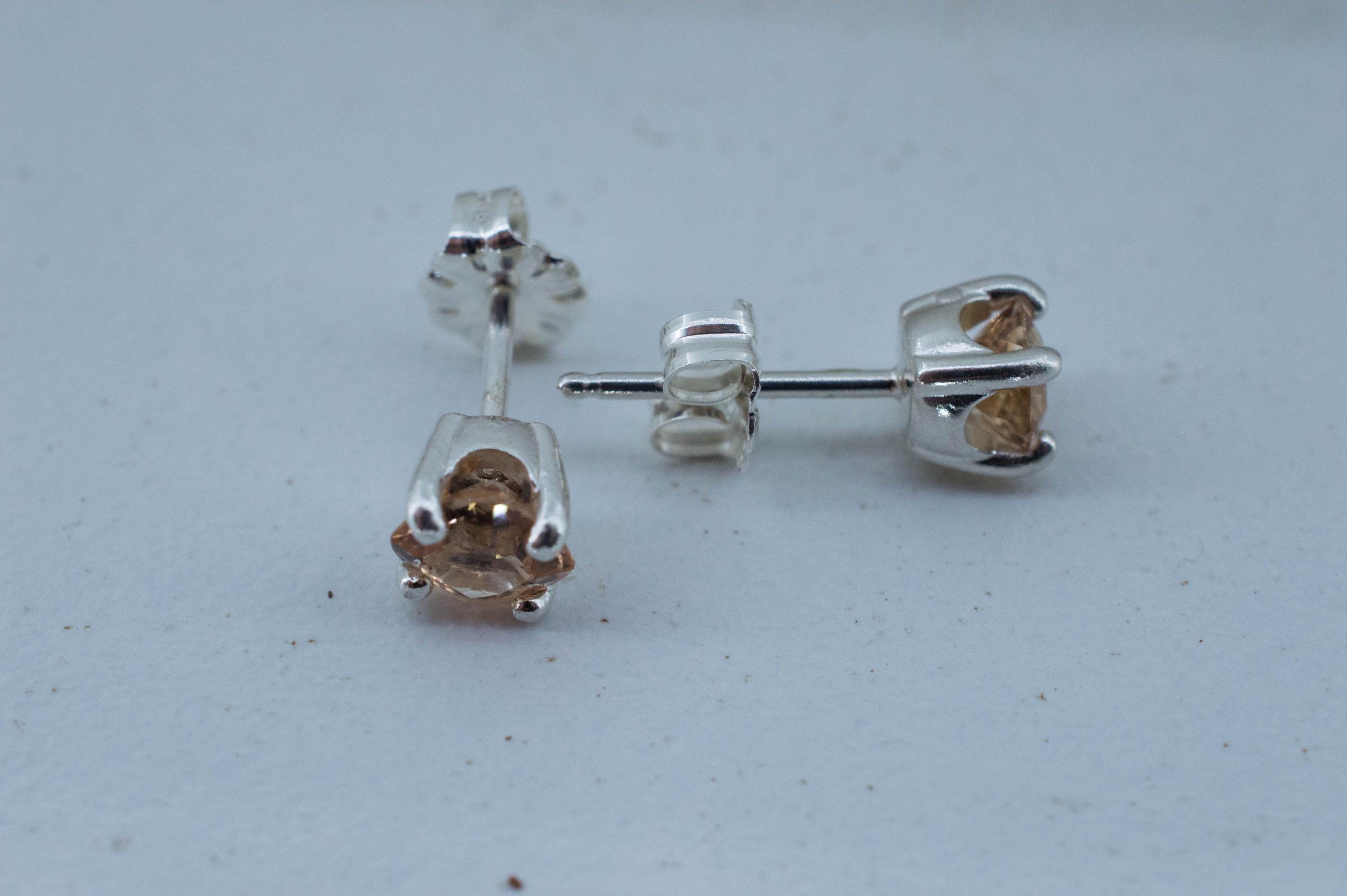 Peach Tourmaline Earrings; Natural Untreated Brazil Pink Tourmaline; 0.970cts - Mark Oliver Gems