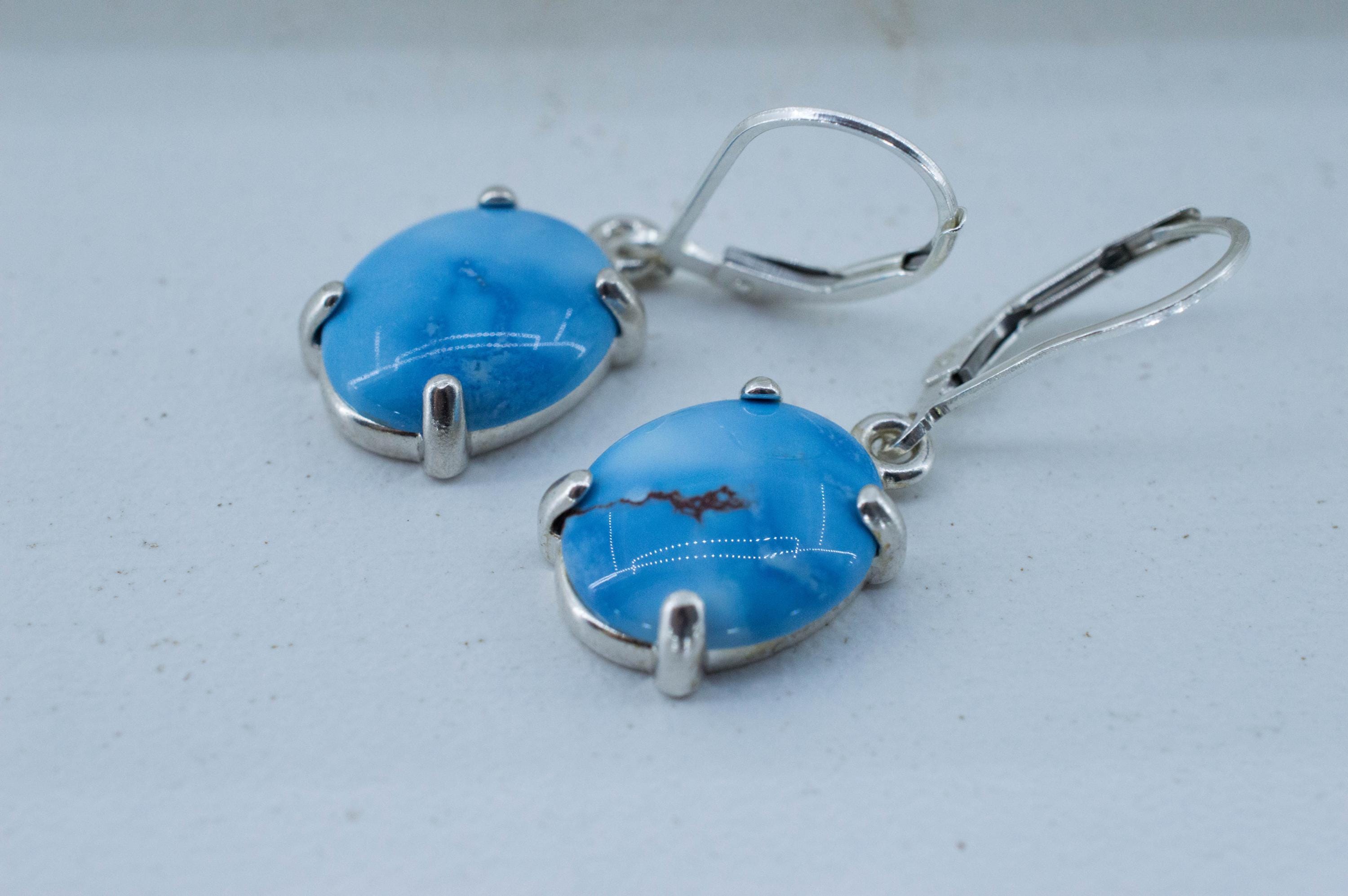 Golden Hills Turquoise Earrings, Natural Untreated Kazakhstan Turquoise; 5.935cts - Mark Oliver Gems