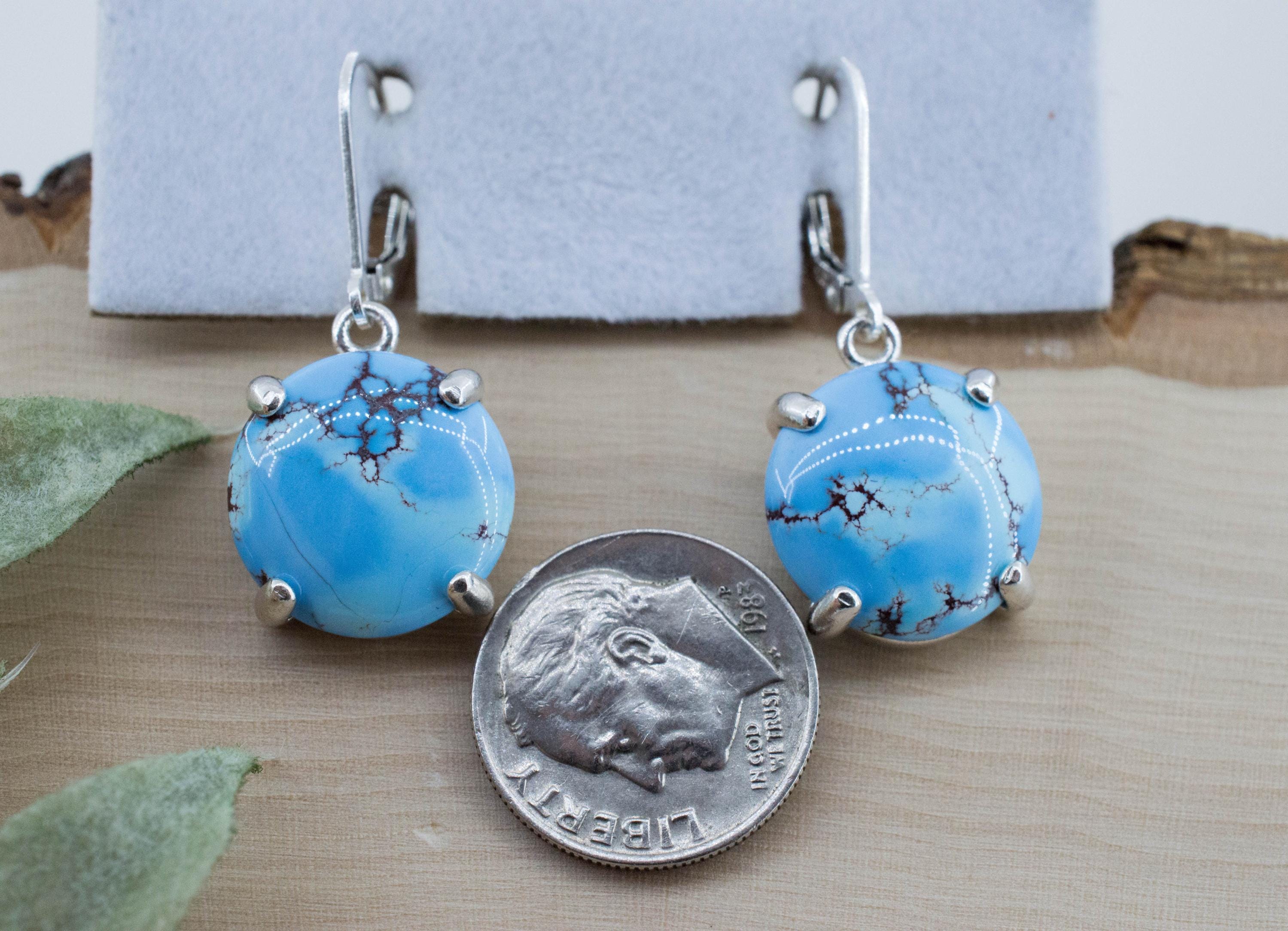 Golden Hills Turquoise Earrings, Natural Untreated Kazakhstan Turquoise; 10.750cts - Mark Oliver Gems