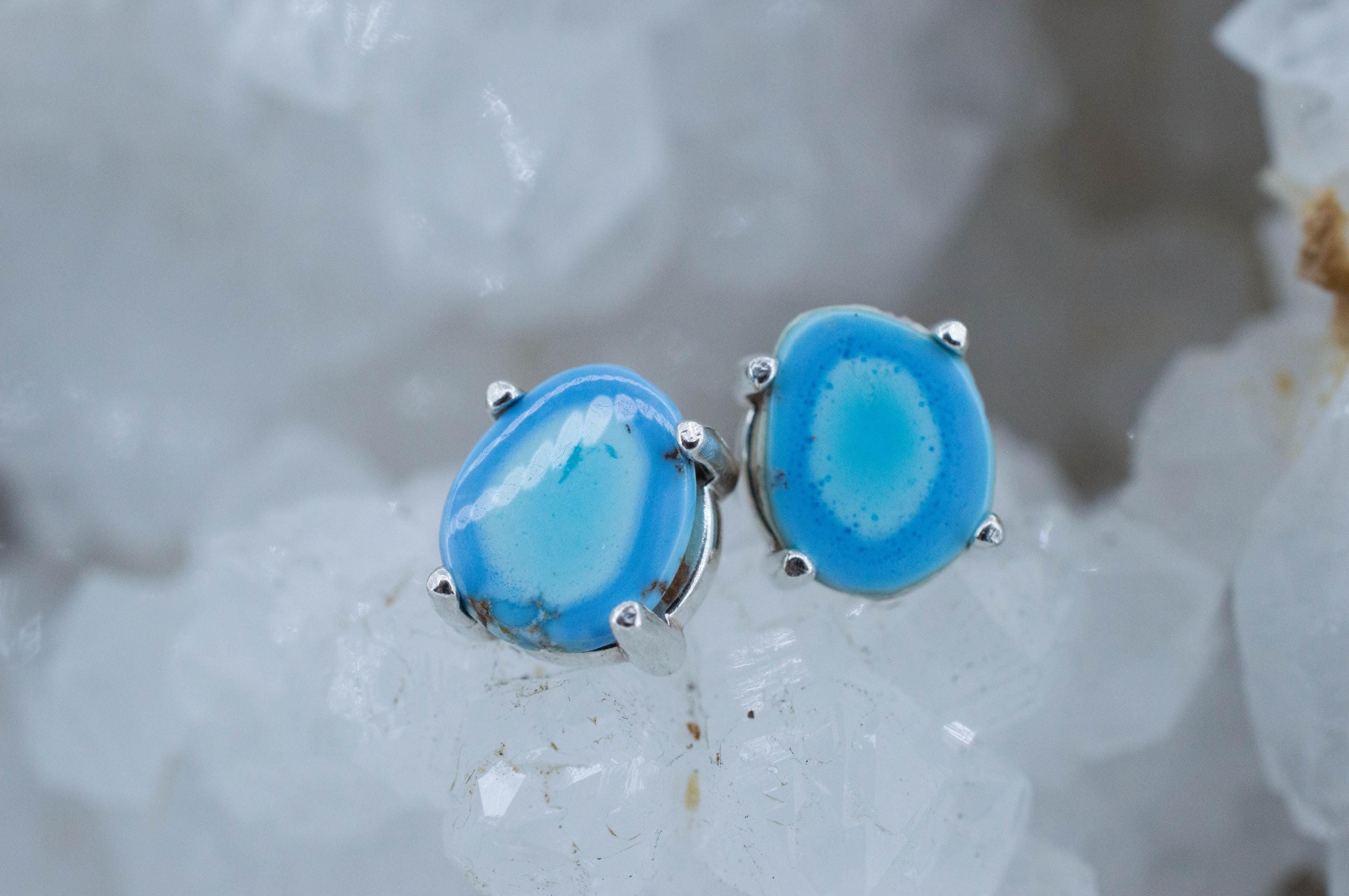 Golden Hills Turquoise Earrings, Natural Untreated Kazakhstan Turquoise; 2.445cts - Mark Oliver Gems