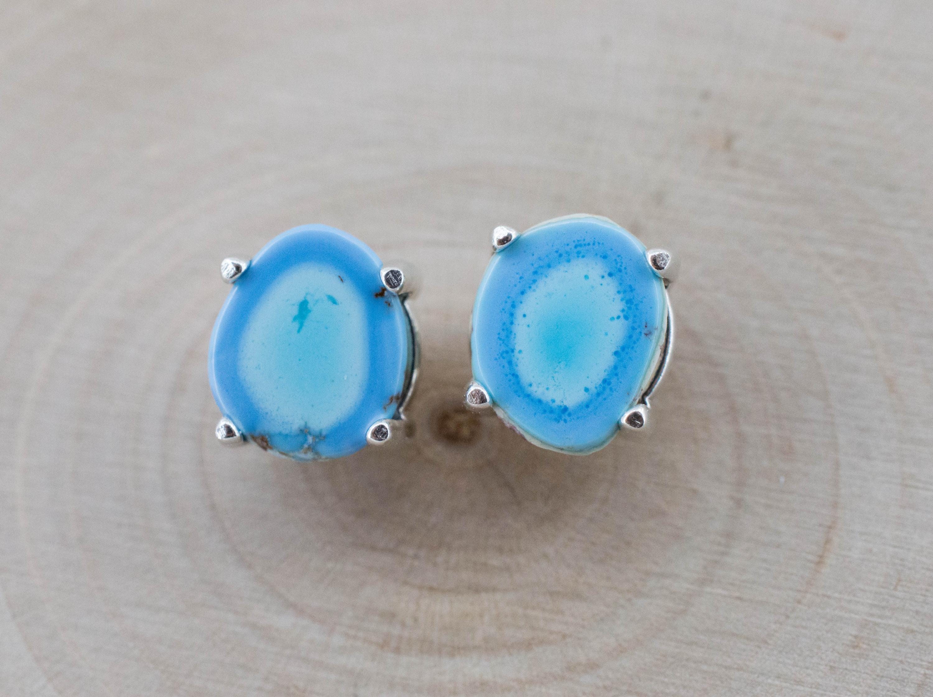 Golden Hills Turquoise Earrings, Natural Untreated Kazakhstan Turquoise; 2.445cts - Mark Oliver Gems