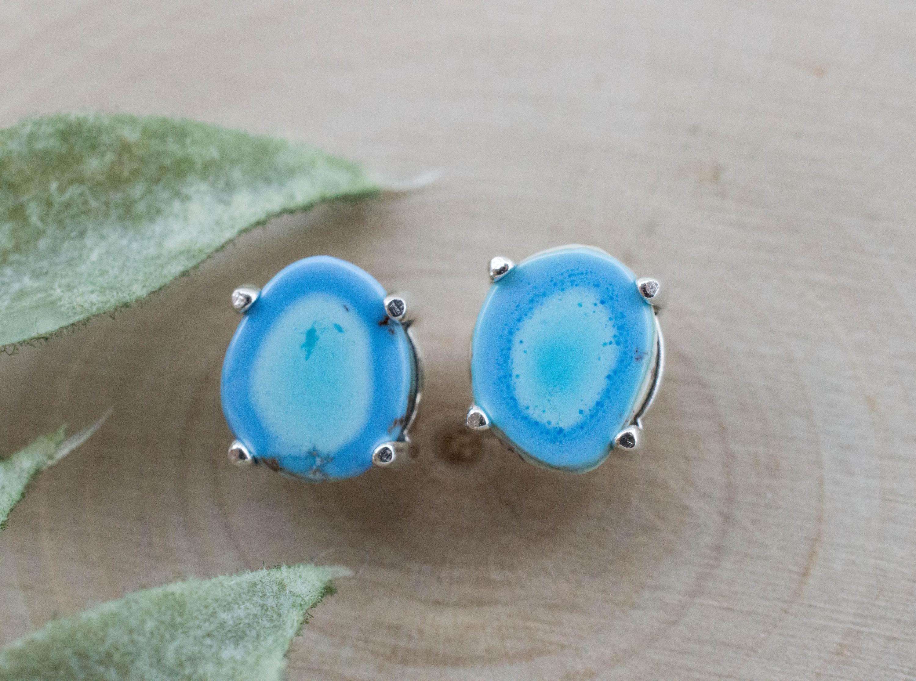 Golden Hills Turquoise Earrings, Natural Untreated Kazakhstan Turquoise; 2.445cts - Mark Oliver Gems