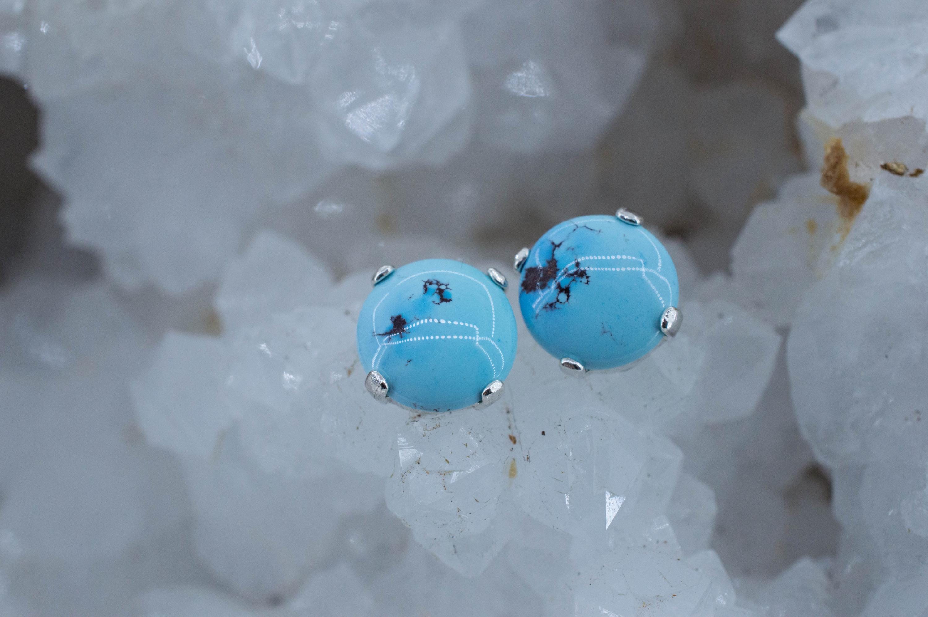 Golden Hills Turquoise Earrings, Natural Untreated Kazakhstan Turquoise; 3.340cts - Mark Oliver Gems