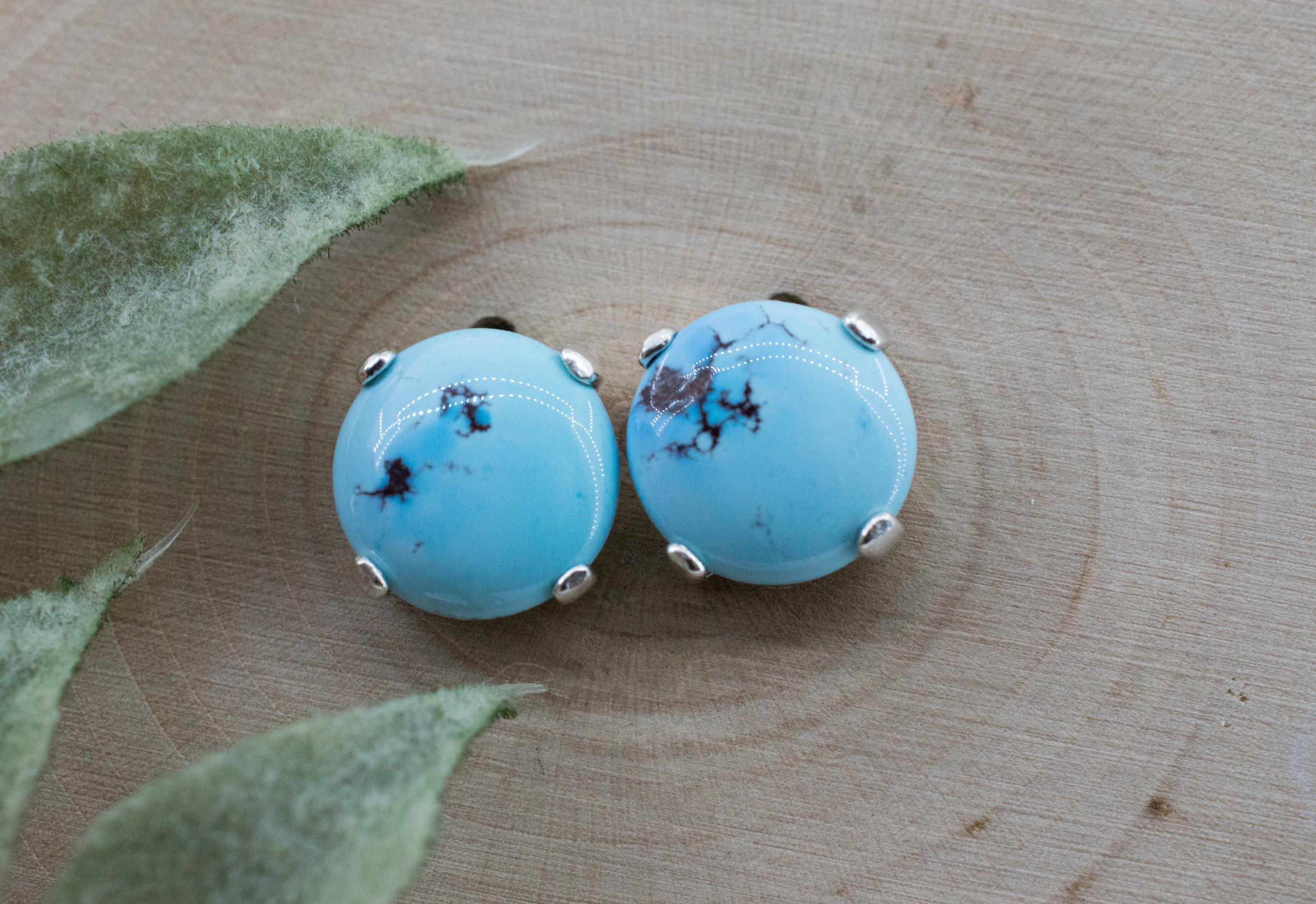 Golden Hills Turquoise Earrings, Natural Untreated Kazakhstan Turquoise; 3.340cts - Mark Oliver Gems