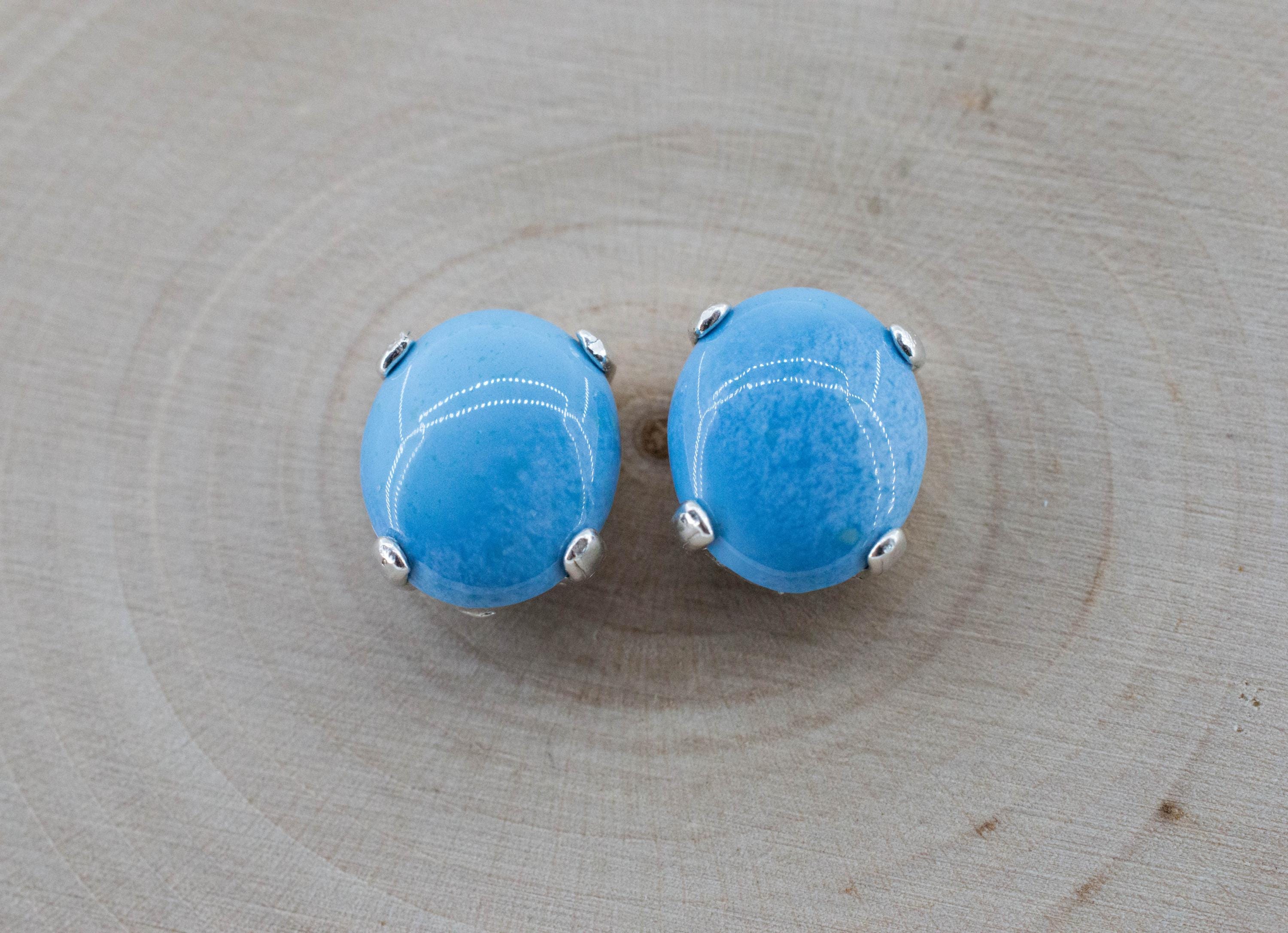 Golden Hills Turquoise Earrings, Natural Untreated Kazakhstan Turquoise; 3.745cts - Mark Oliver Gems