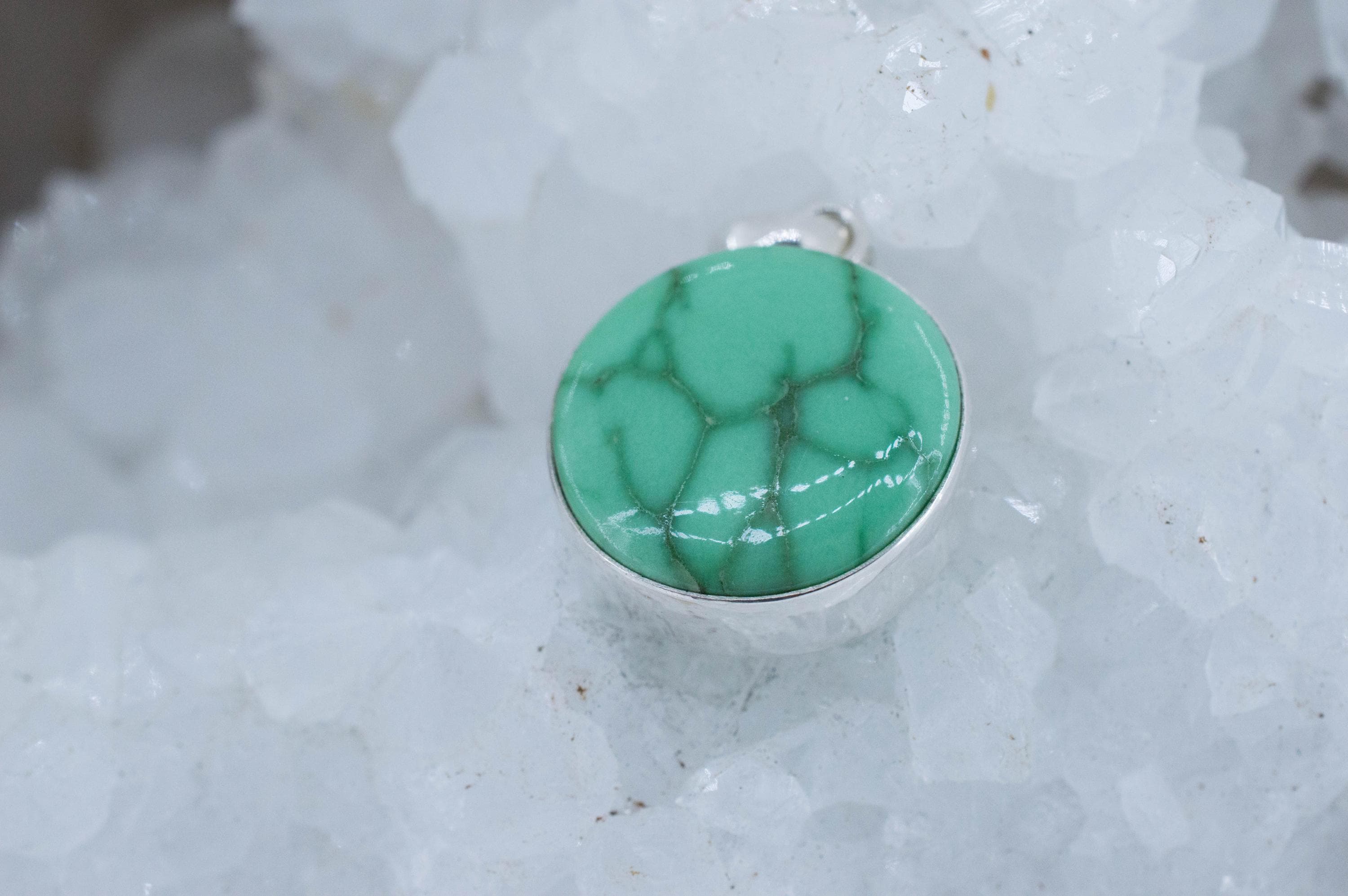 Variscite Pendant, Natural Untreated Australia Variscite; 19mm - Mark Oliver Gems