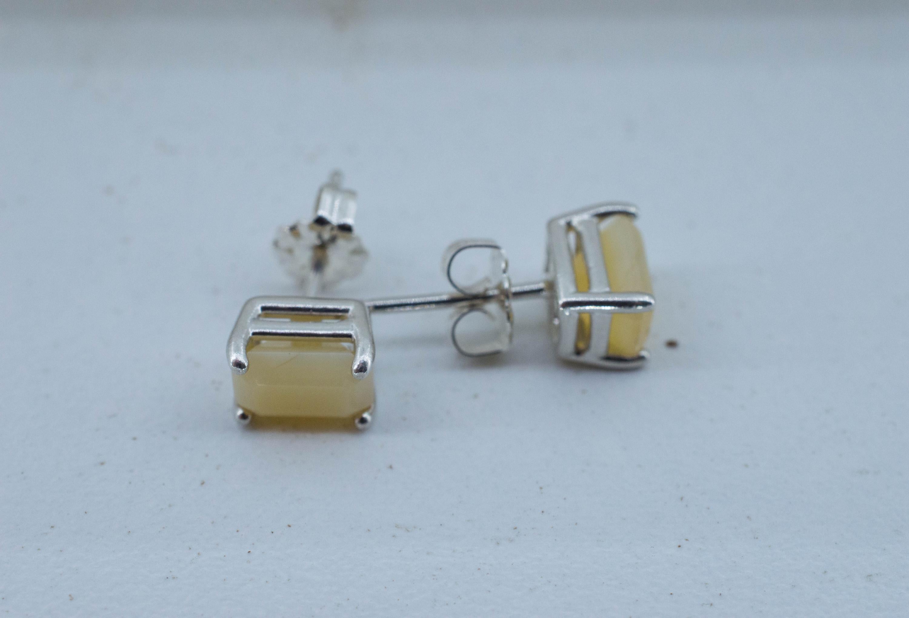 Yellow Opal Earrings, Natural Untreated Brazil Fire Opal; 1.300cts - Mark Oliver Gems