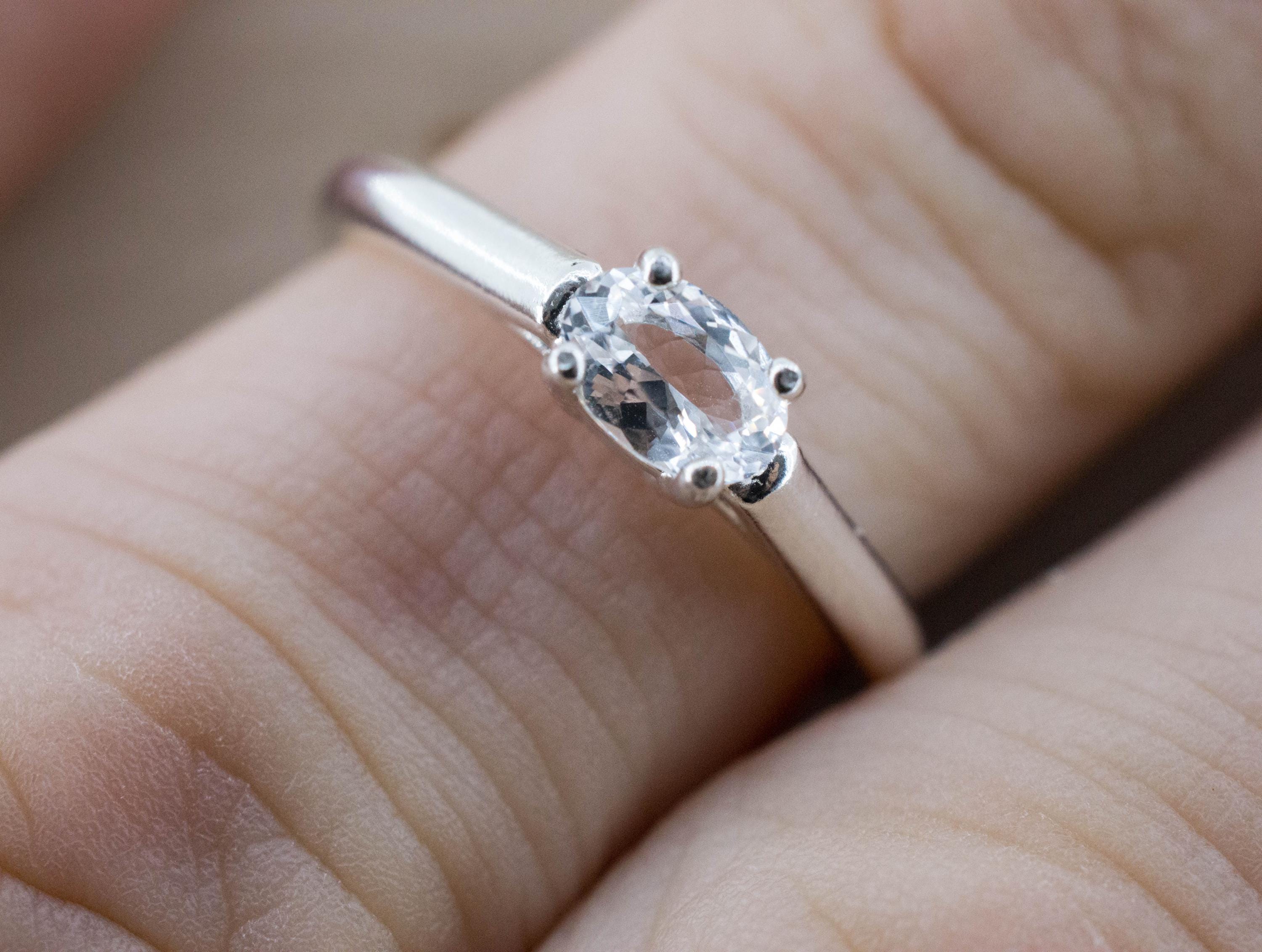 Goshenite Ring; Natural Untreated Mozambique Platinum Beryl; 0.390cts - Mark Oliver Gems