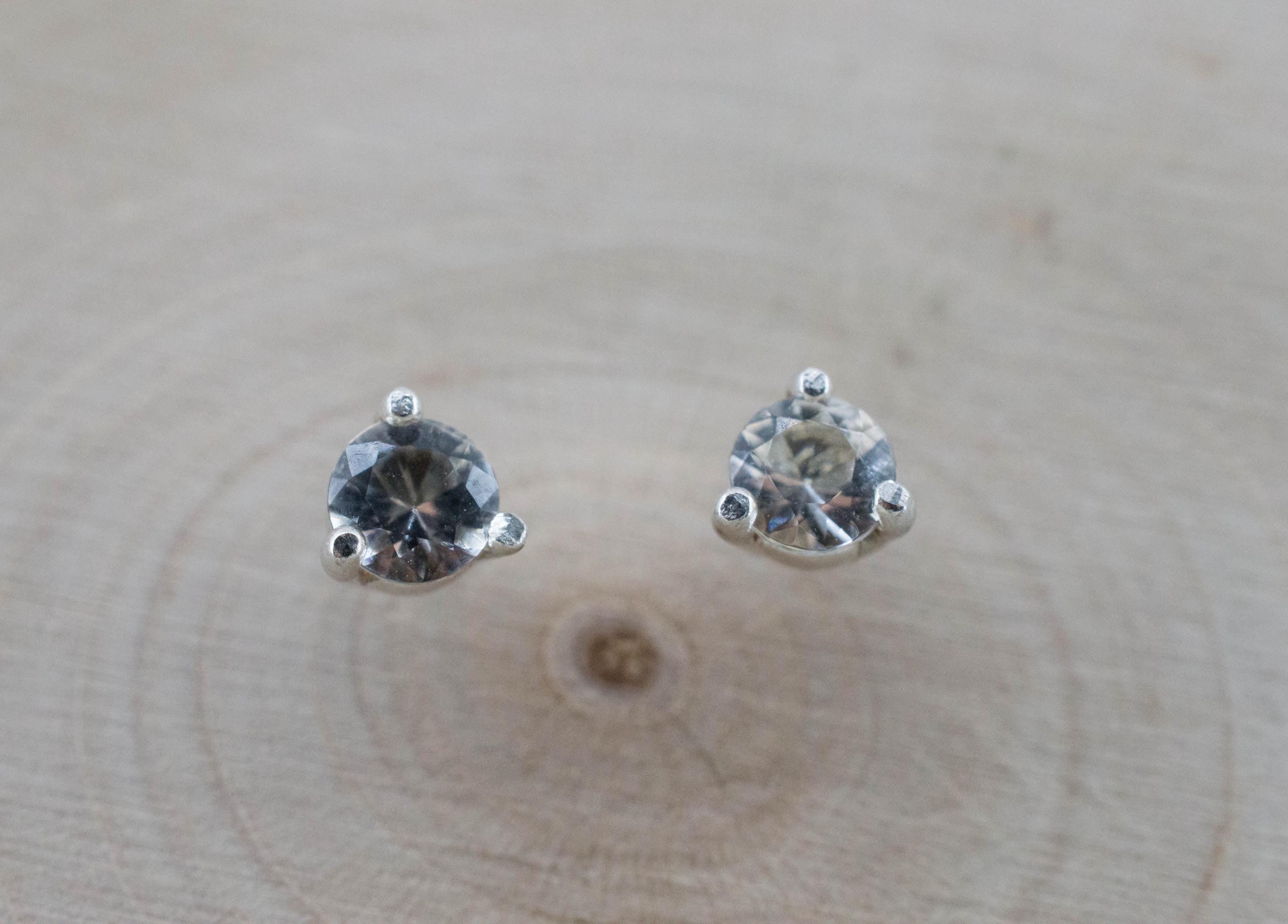 Goshenite Earrings; Natural Untreated Mozambique Platinum Beryl; 0.390cts - Mark Oliver Gems