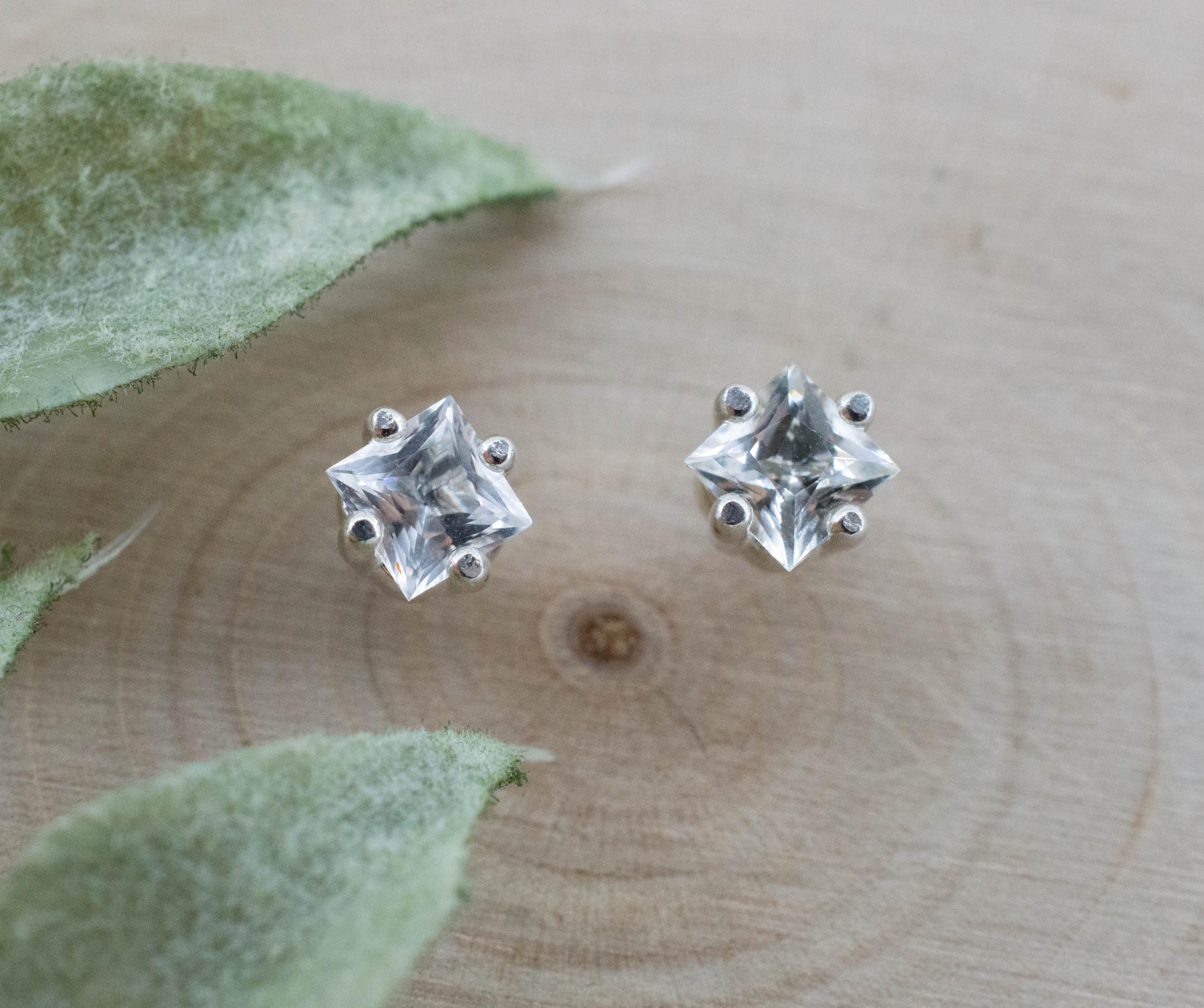 Goshenite Earrings; Natural Untreated Mozambique Platinum Beryl; 0.585cts - Mark Oliver Gems
