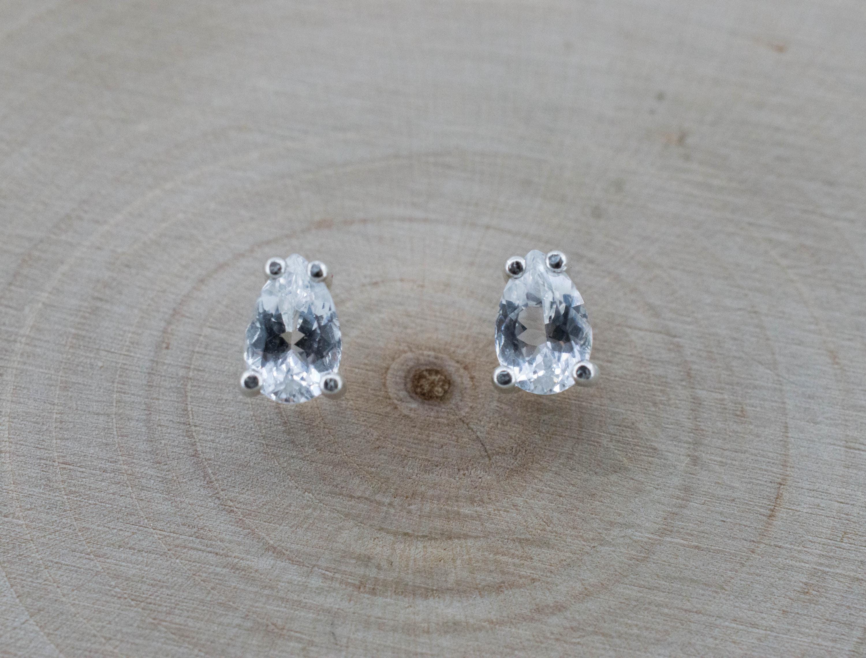 Goshenite Earrings; Natural Untreated Mozambique Platinum Beryl; 0.755cts - Mark Oliver Gems