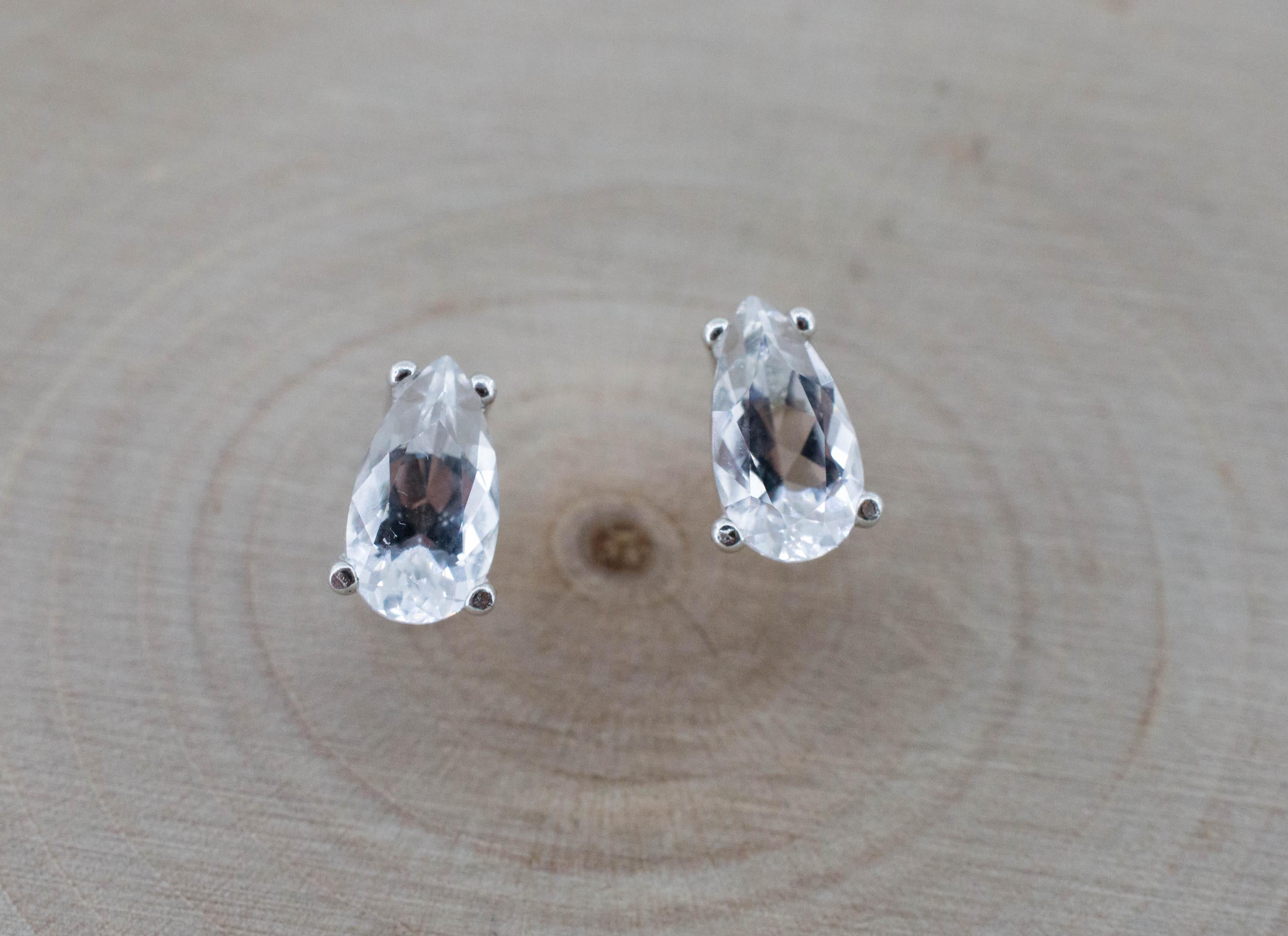 Goshenite Earrings; Natural Untreated Mozambique Platinum Beryl; 0.960cts - Mark Oliver Gems