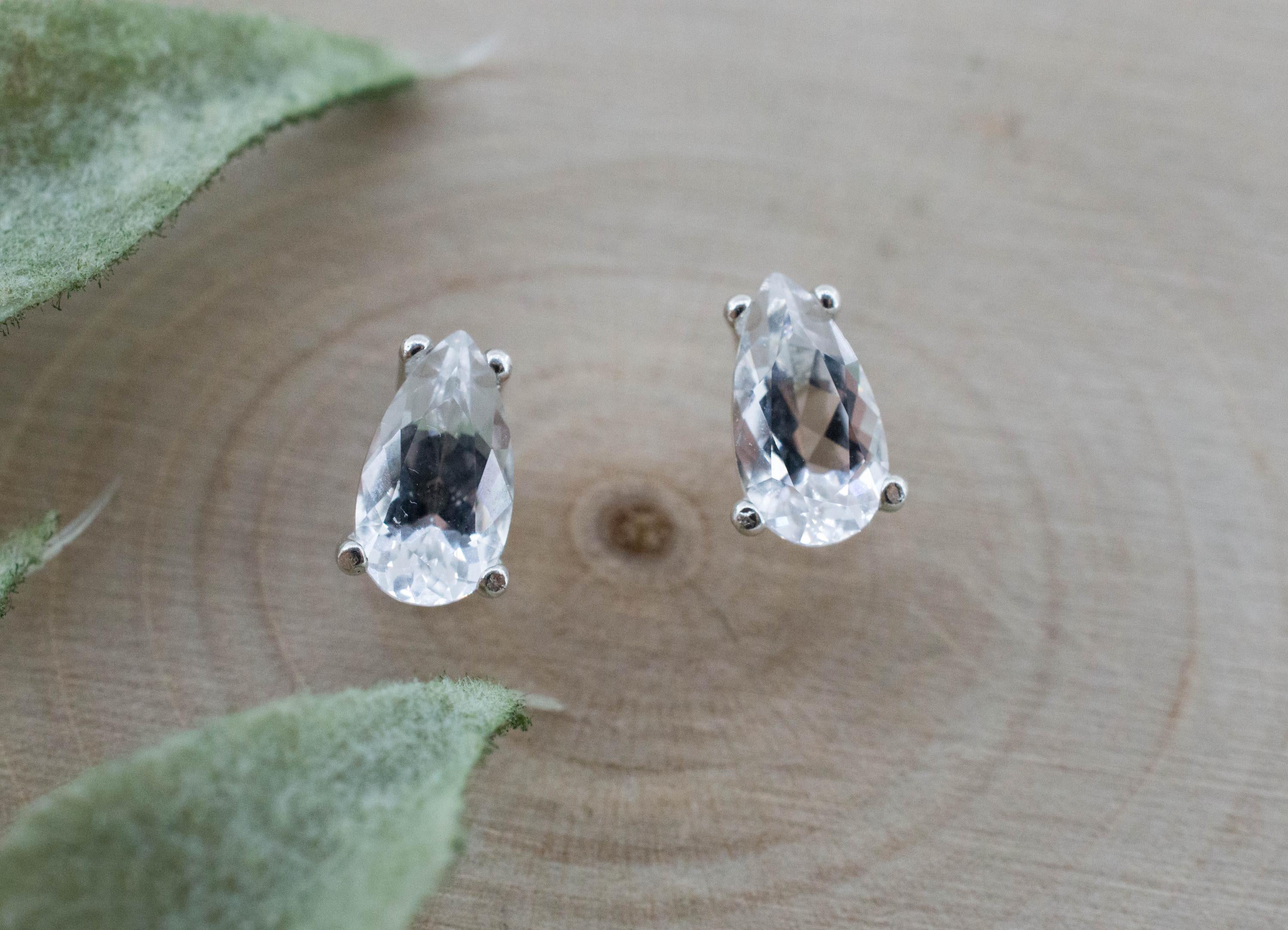 Goshenite Earrings; Natural Untreated Mozambique Platinum Beryl; 0.960cts - Mark Oliver Gems