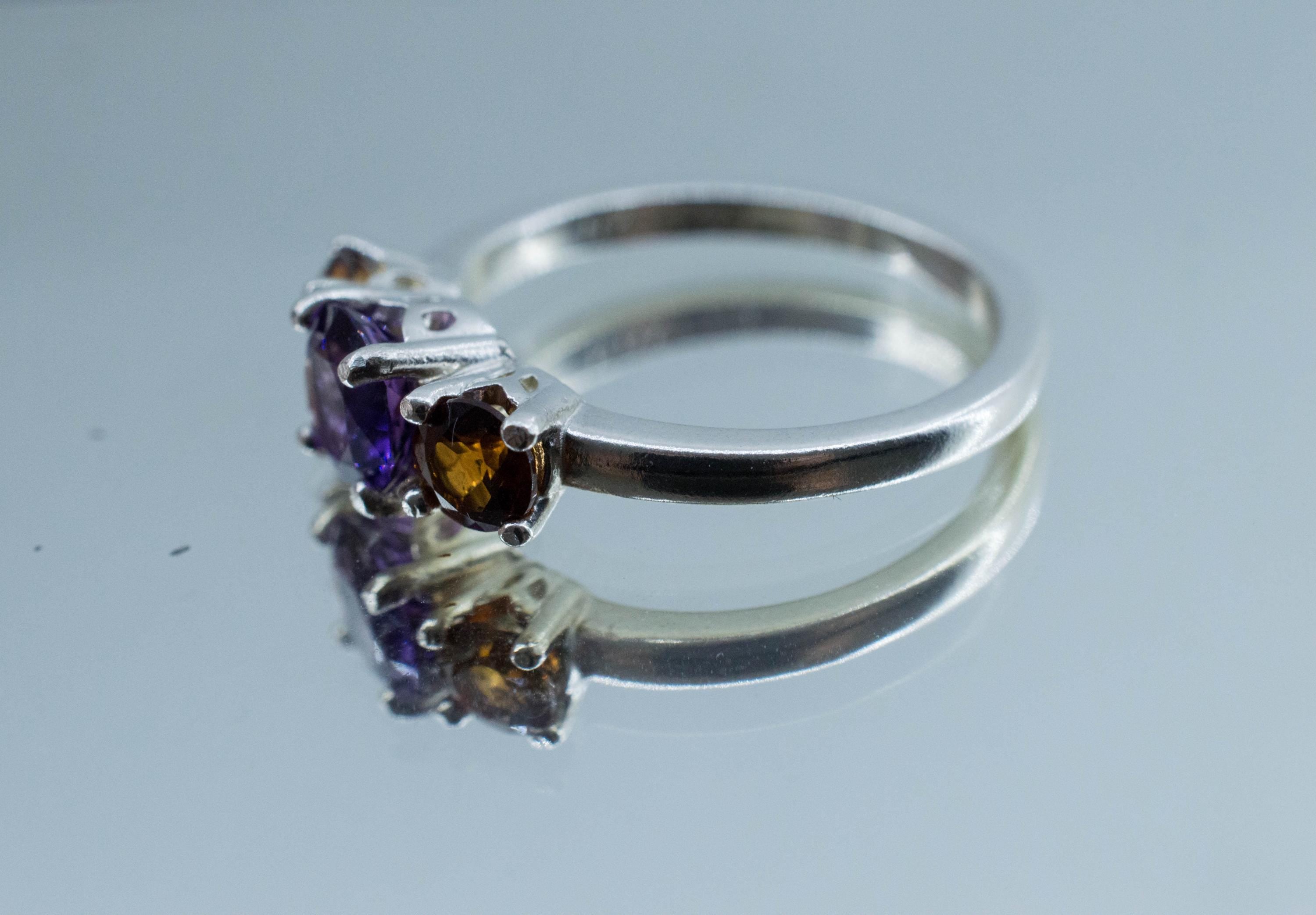 Amethyst Ring; Natural Untreated Uruguay Amethyst and Tanzania Tourmaline - Mark Oliver Gems