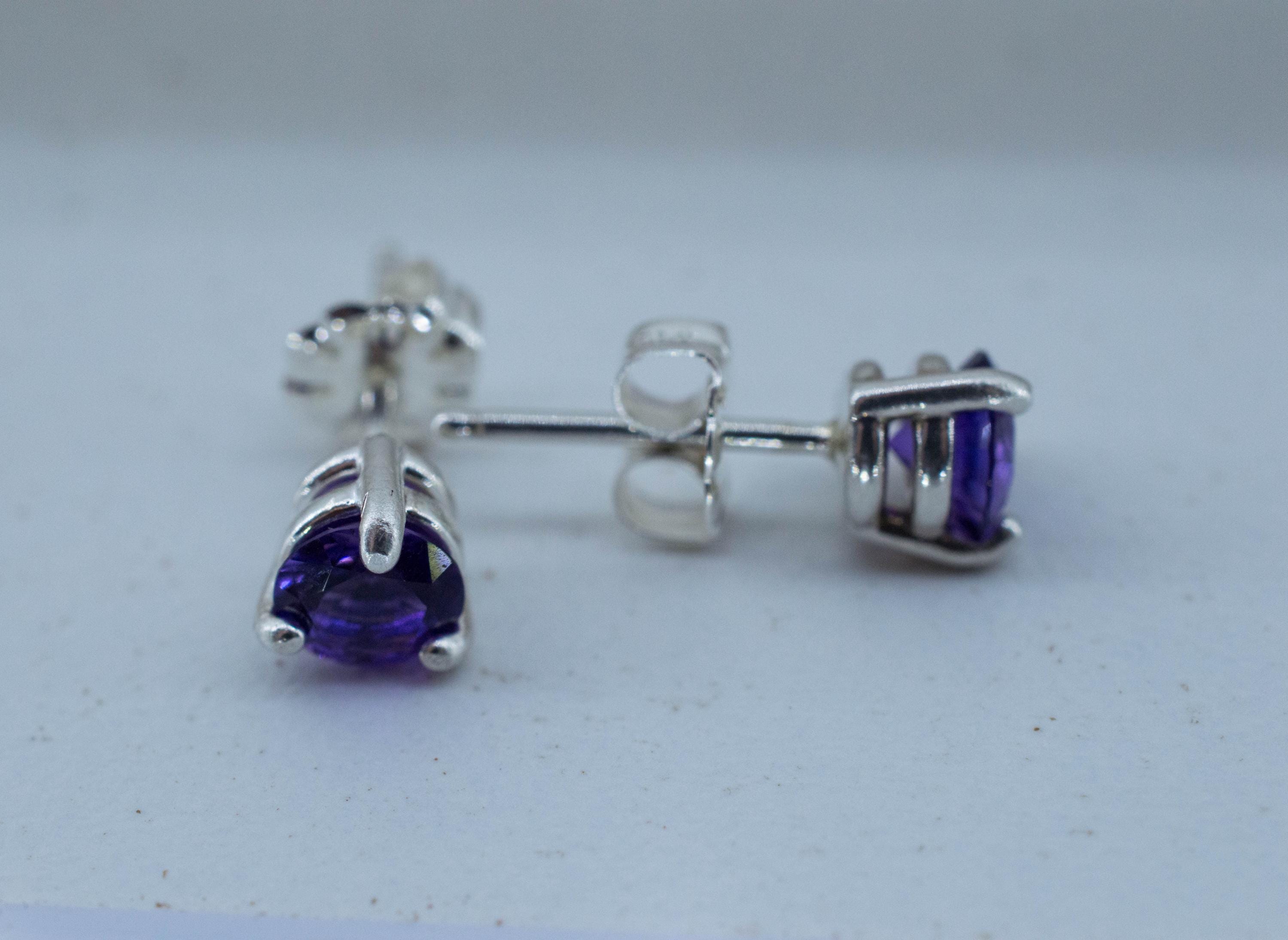 Amethyst Earrings, Natural Untreated Uruguay Amethyst; 0.710cts - Mark Oliver Gems