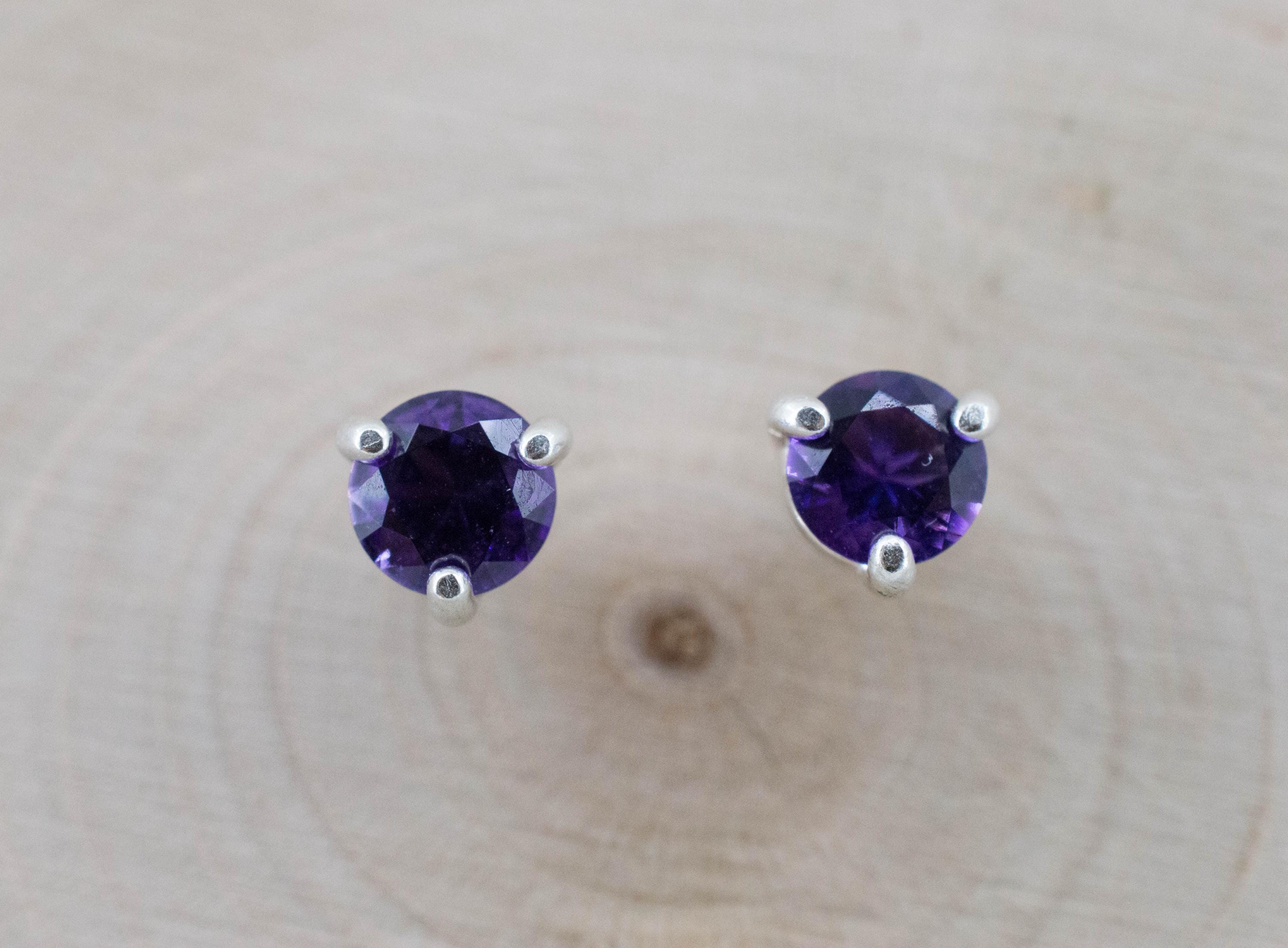 Amethyst Earrings, Natural Untreated Uruguay Amethyst; 0.710cts - Mark Oliver Gems