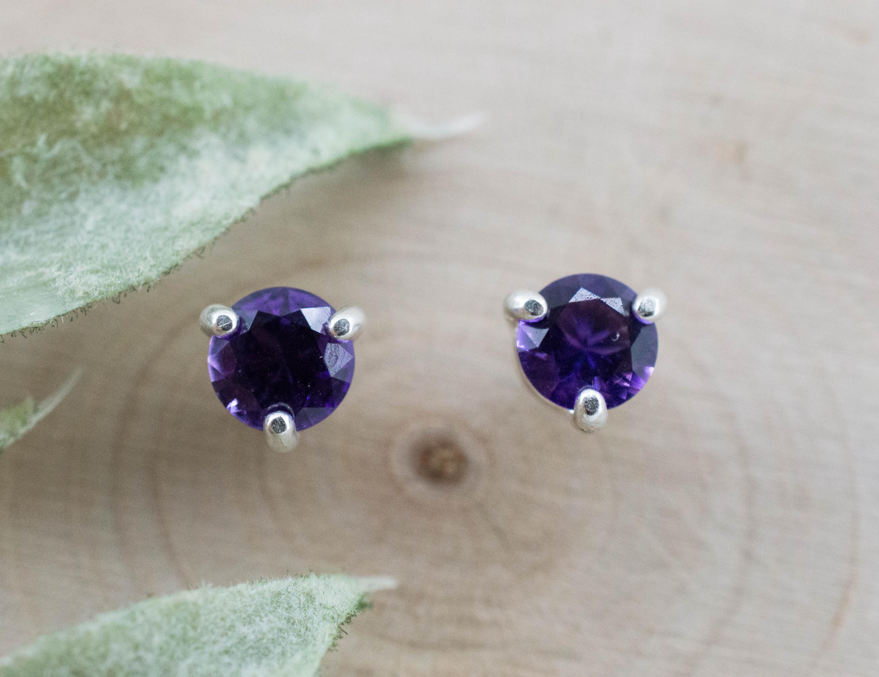 Amethyst Earrings, Natural Untreated Uruguay Amethyst; 0.710cts - Mark Oliver Gems