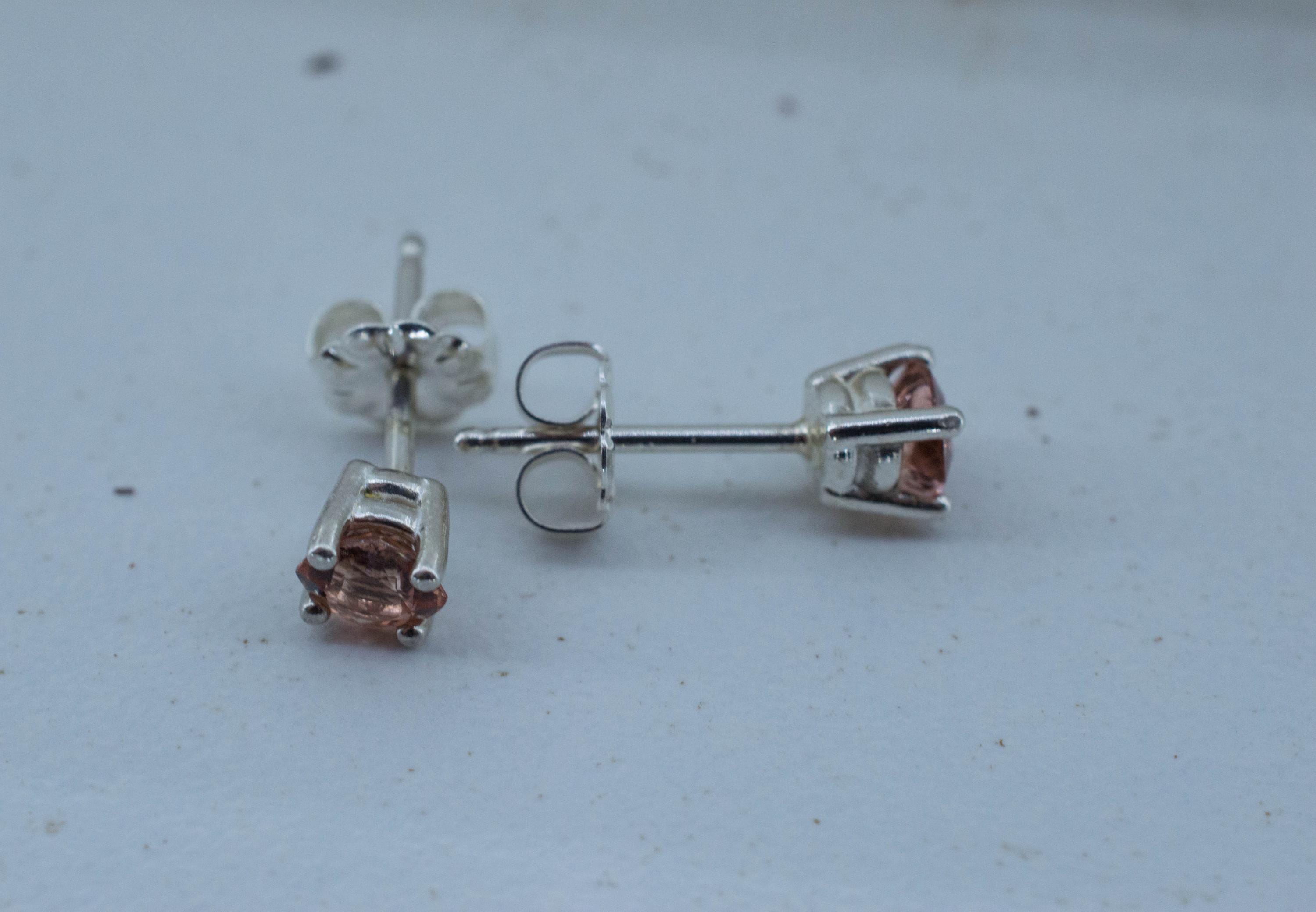 Peach Tourmaline Earrings; Natural Untreated Brazil Pink Tourmaline; 0.595cts - Mark Oliver Gems