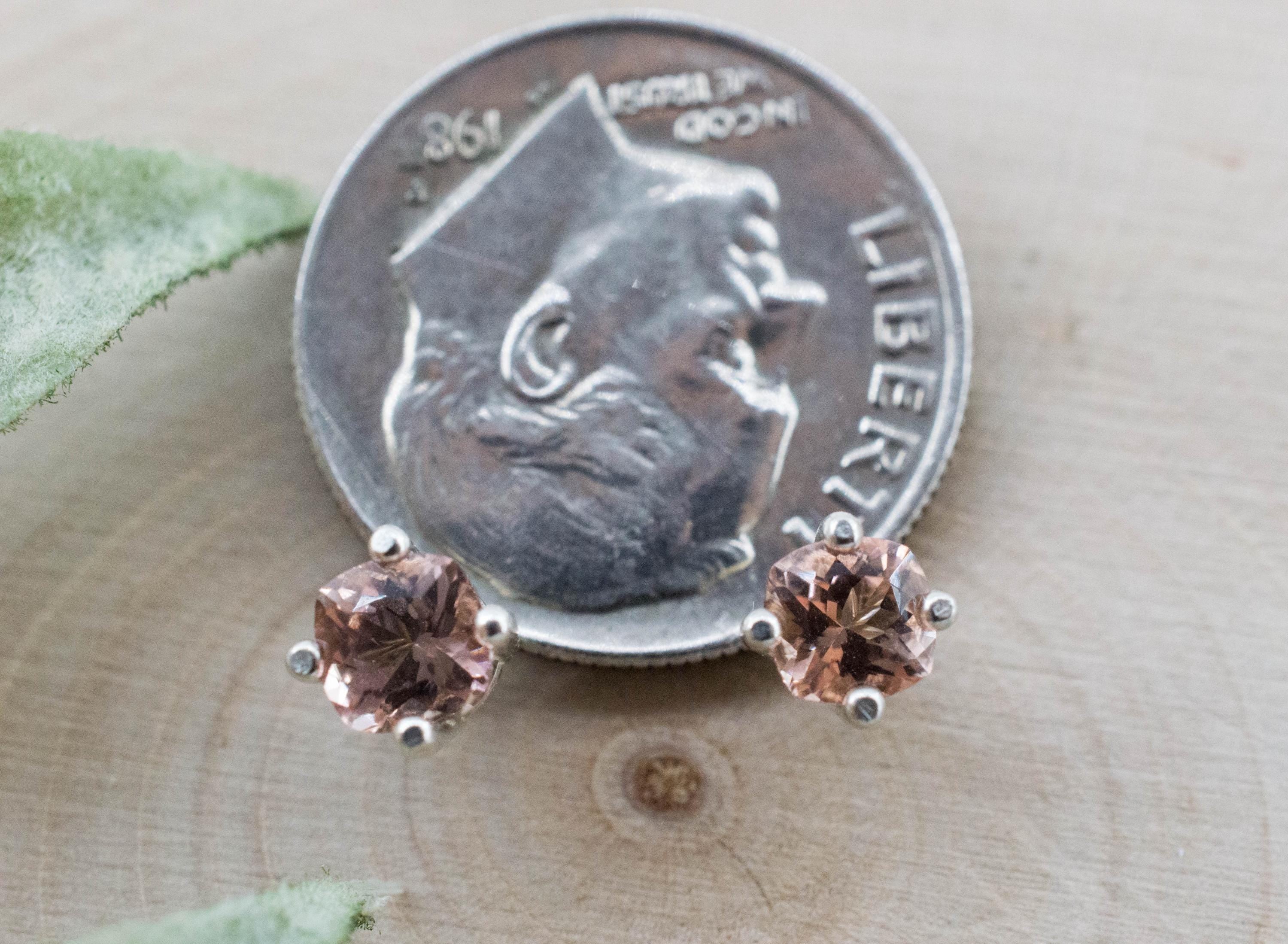 Peach Tourmaline Earrings; Natural Untreated Brazil Pink Tourmaline; 0.595cts - Mark Oliver Gems