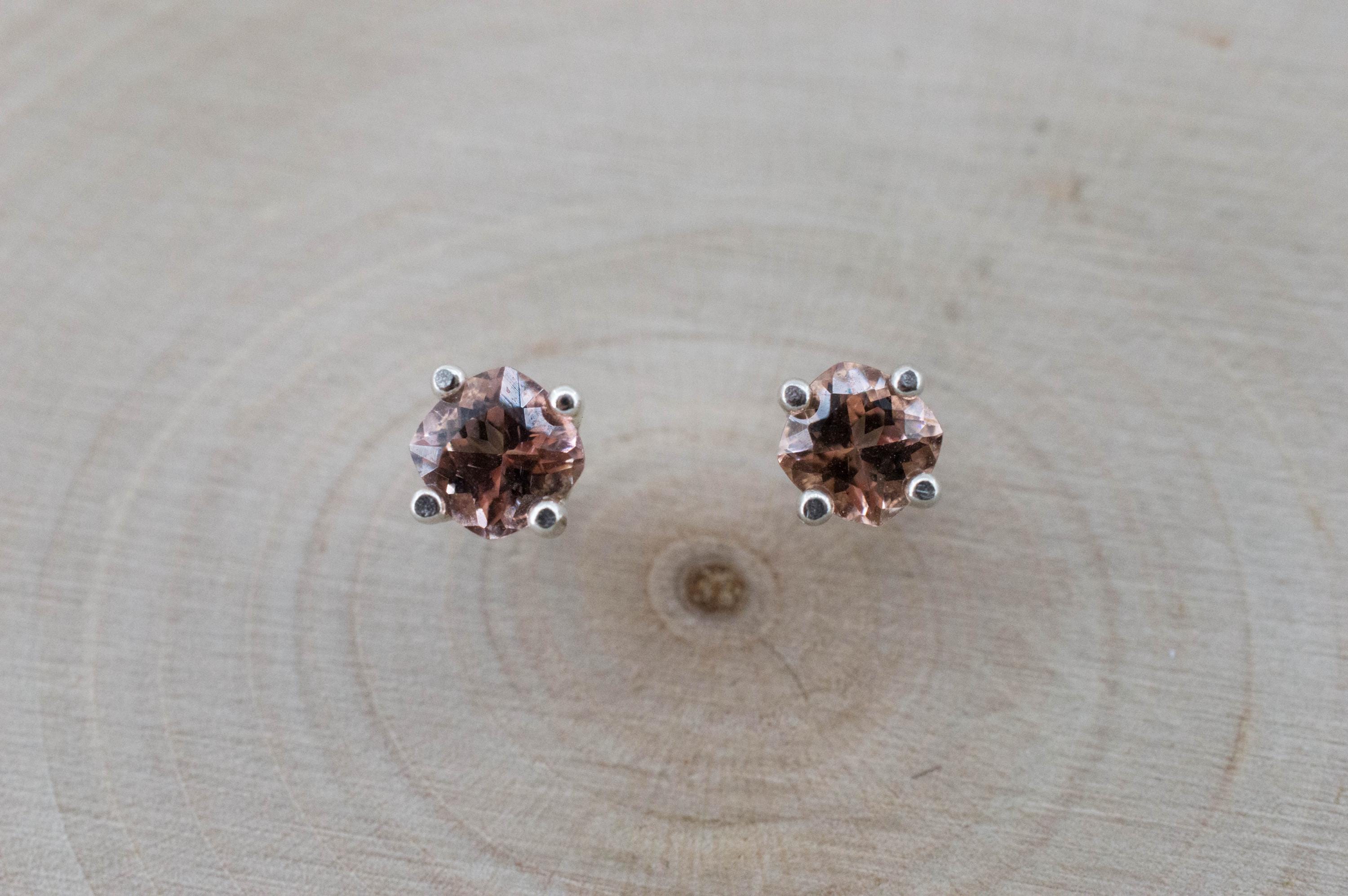 Peach Tourmaline Earrings; Natural Untreated Brazil Pink Tourmaline; 0.595cts - Mark Oliver Gems