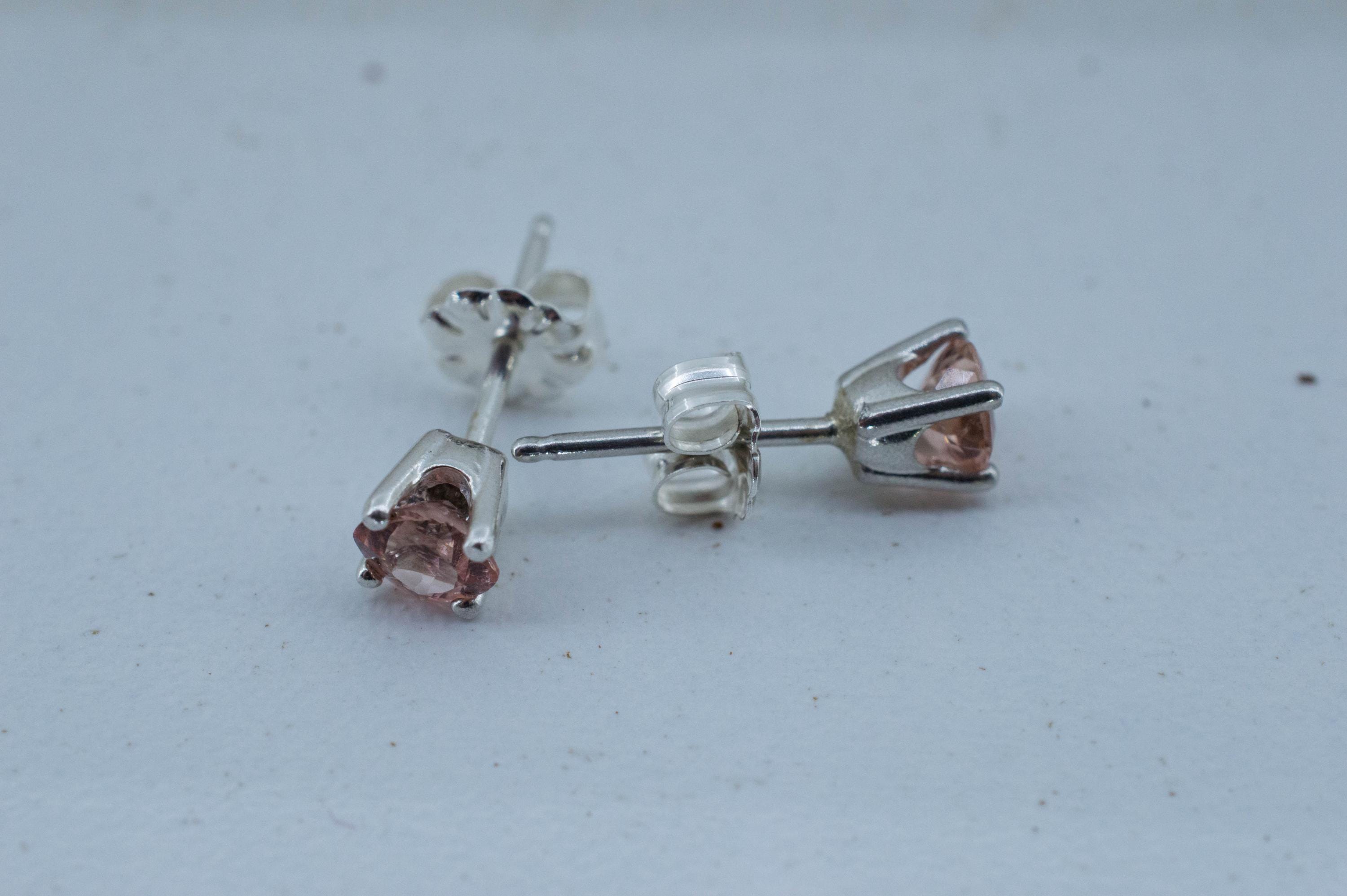 Peach Tourmaline Earrings; Natural Untreated Brazil Pink Tourmaline; 0.630cts - Mark Oliver Gems