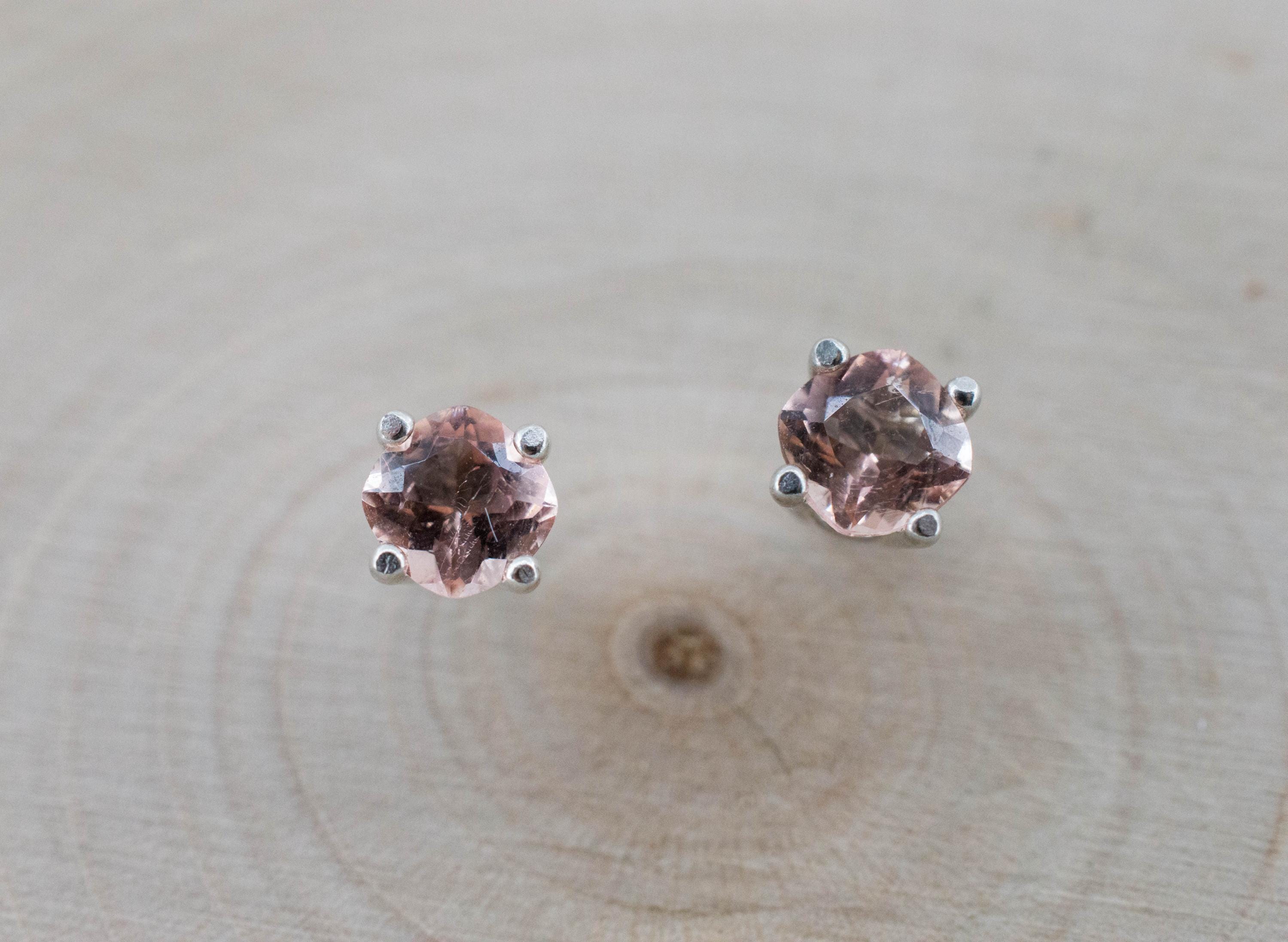 Peach Tourmaline Earrings; Natural Untreated Brazil Pink Tourmaline; 0.630cts - Mark Oliver Gems