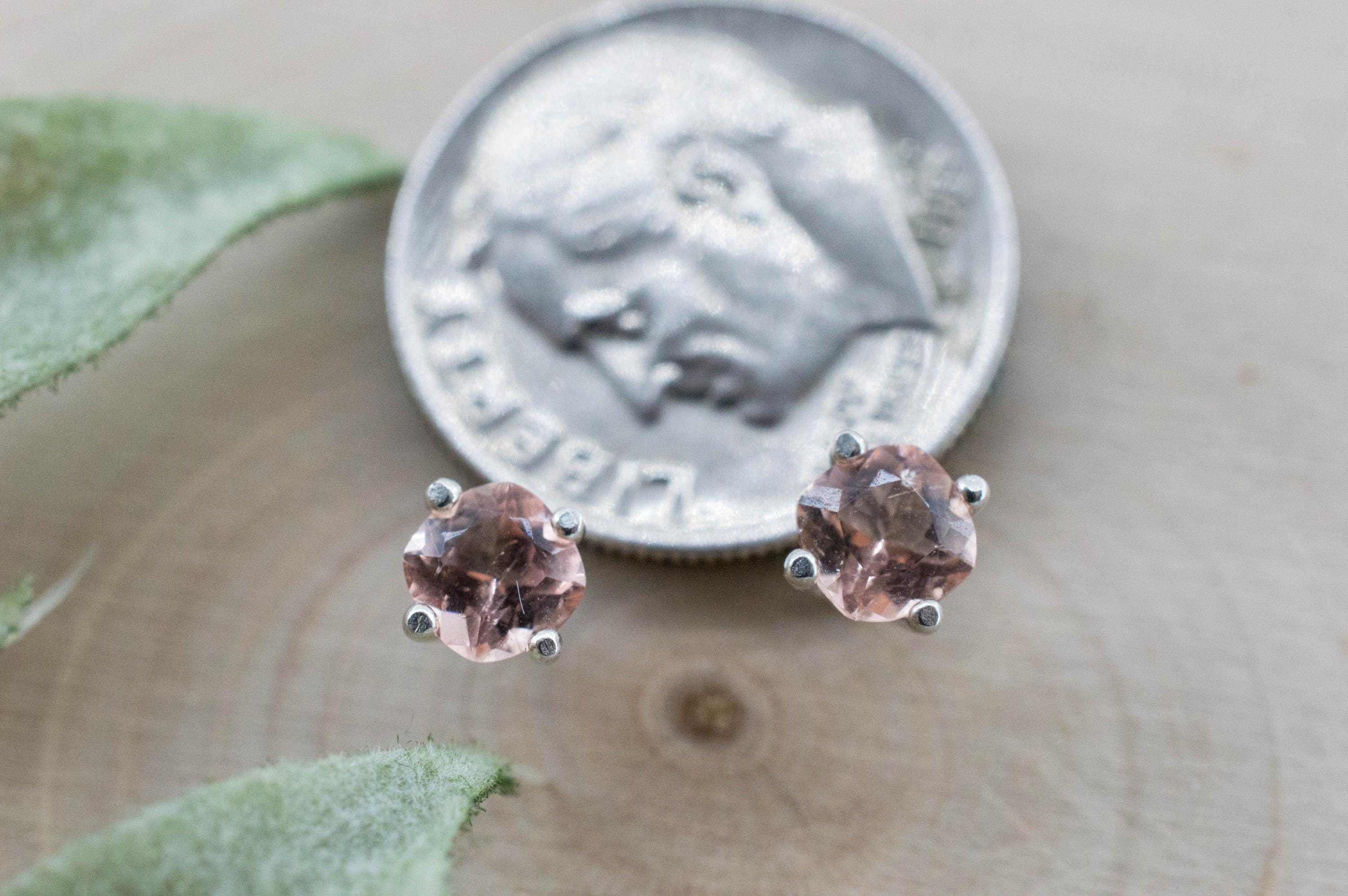 Peach Tourmaline Earrings; Natural Untreated Brazil Pink Tourmaline; 0.630cts - Mark Oliver Gems