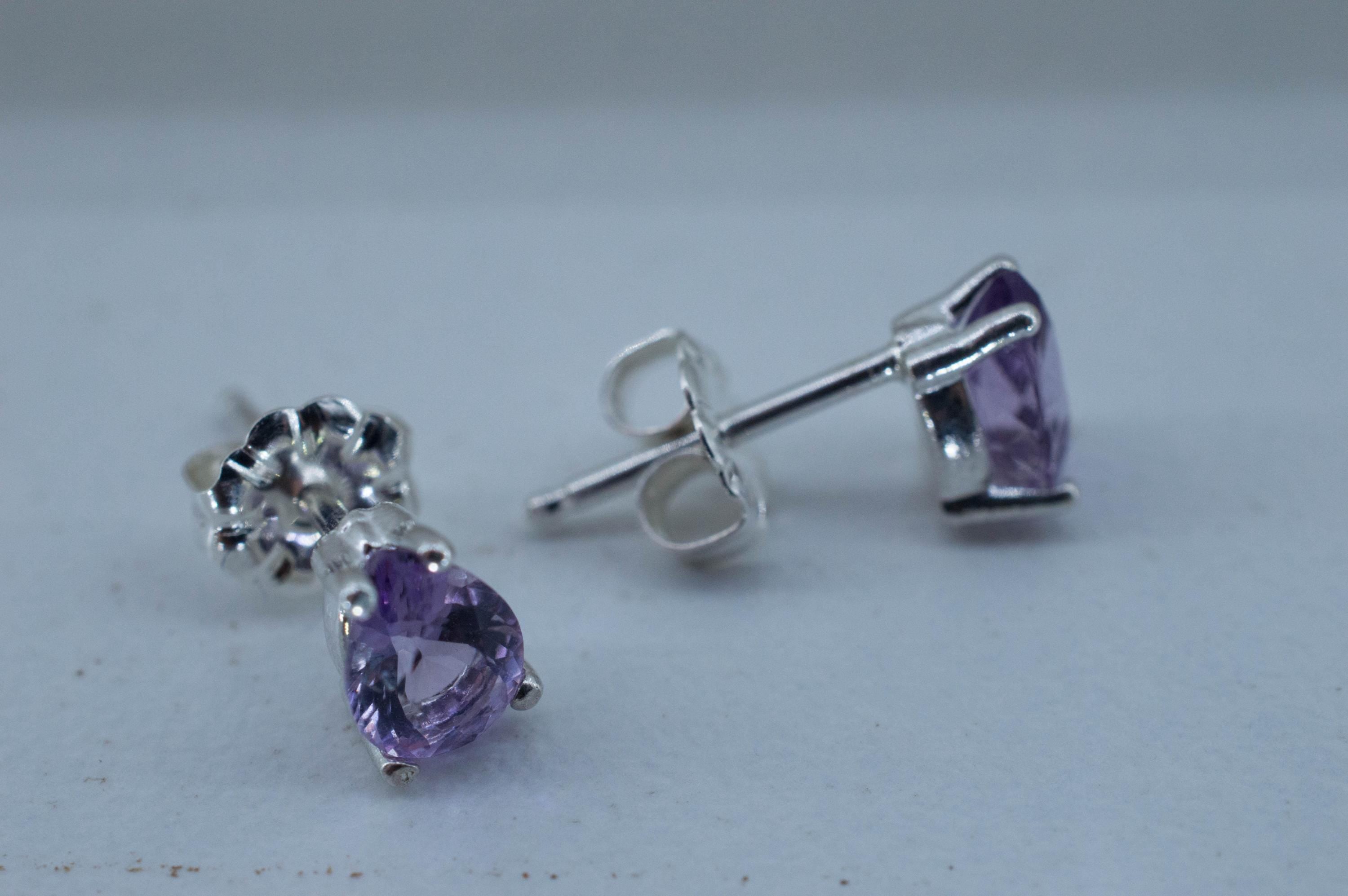 Amethyst Earrings, Natural Untreated Brazilian Amethyst; 0.950cts - Mark Oliver Gems